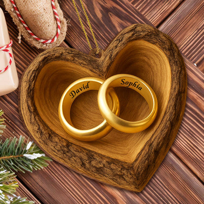Cherish Your Love, Wooden Heart With Wedding Rings