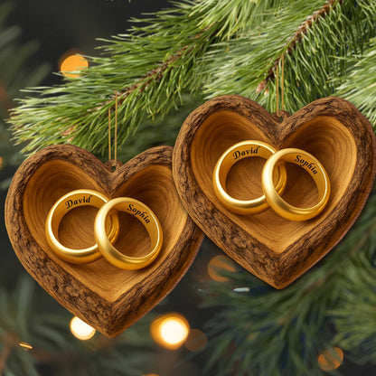 Cherish Your Love, Wooden Heart With Wedding Rings