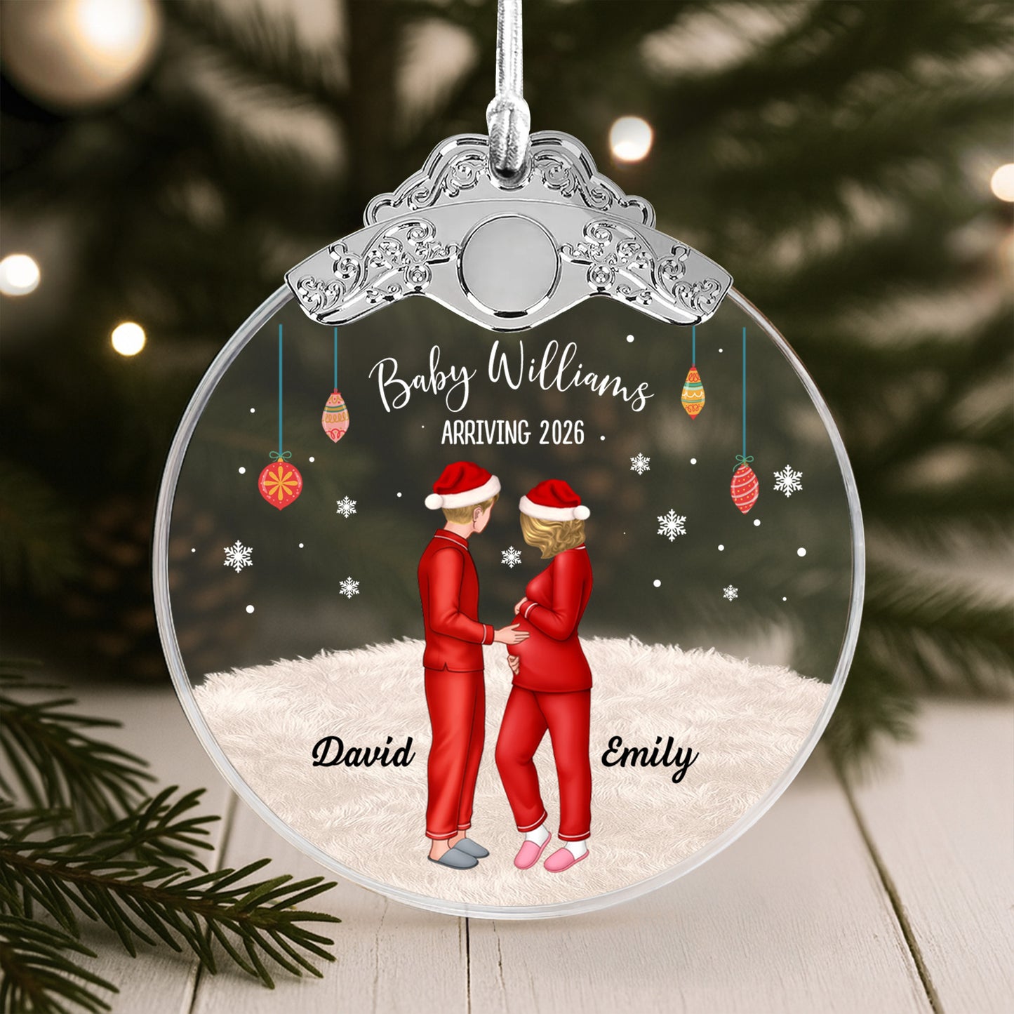 Baby Williams Arriving, Expecting Couple Christmas Ornament