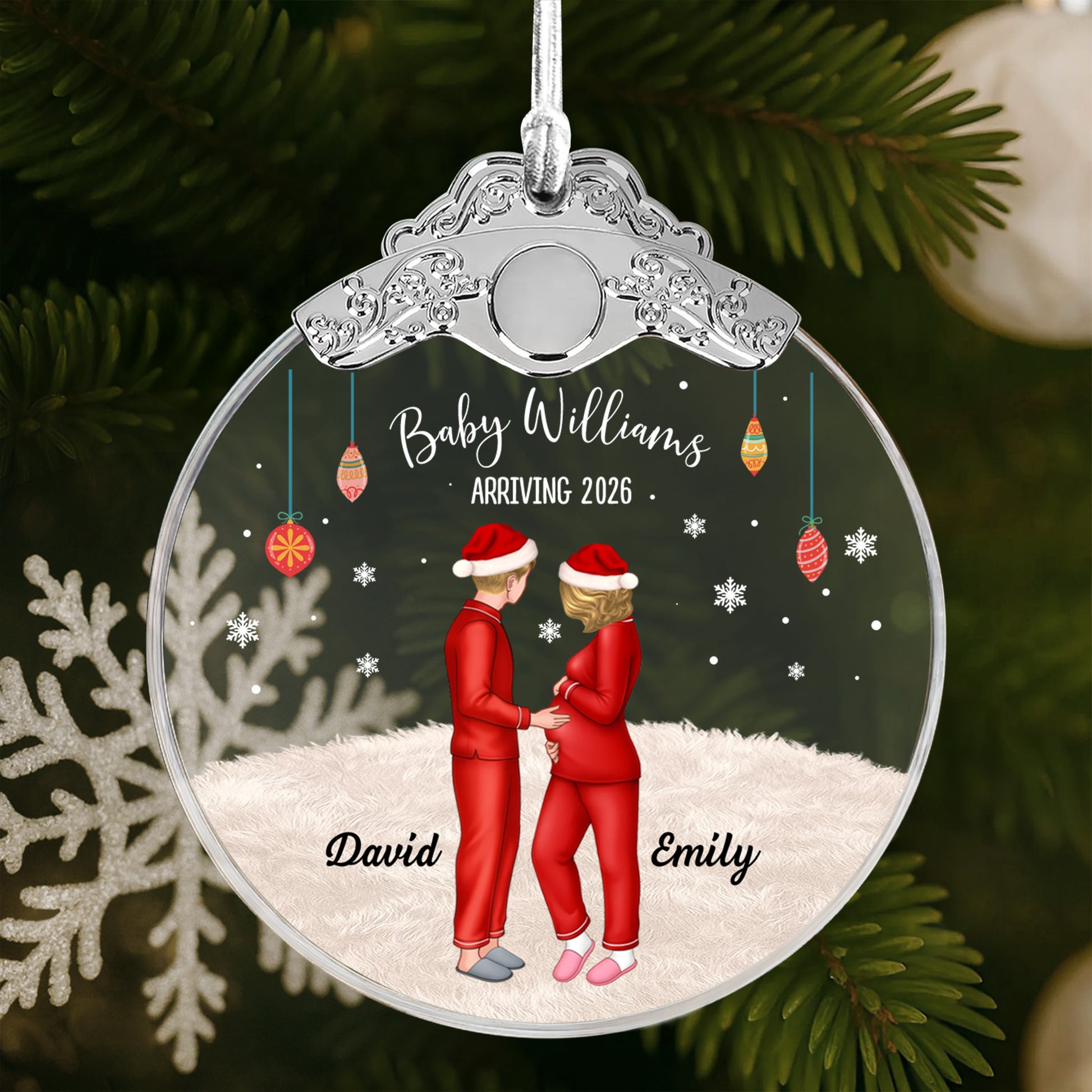 Baby Williams Arriving, Expecting Couple Christmas Ornament