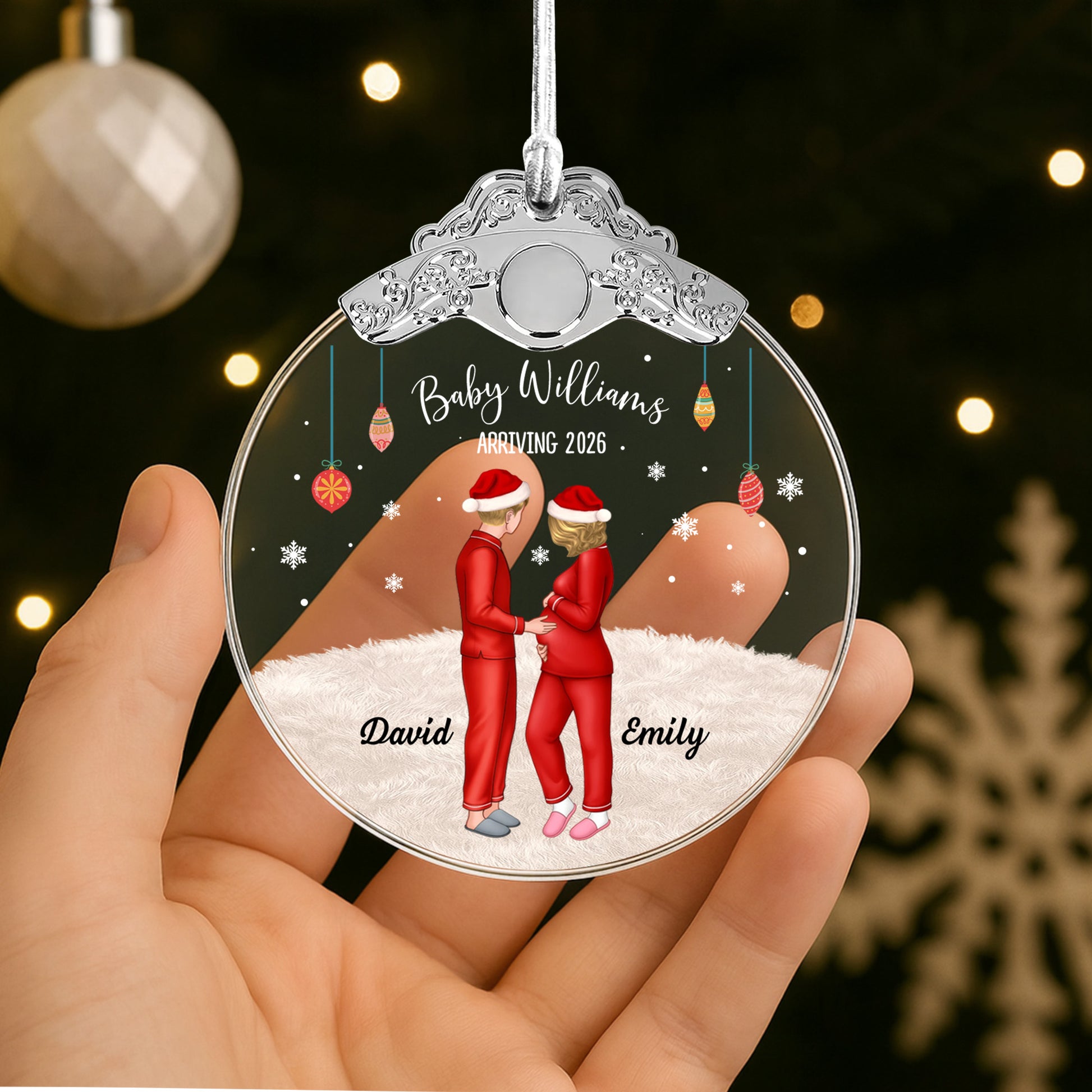 Baby Williams Arriving, Expecting Couple Christmas Ornament