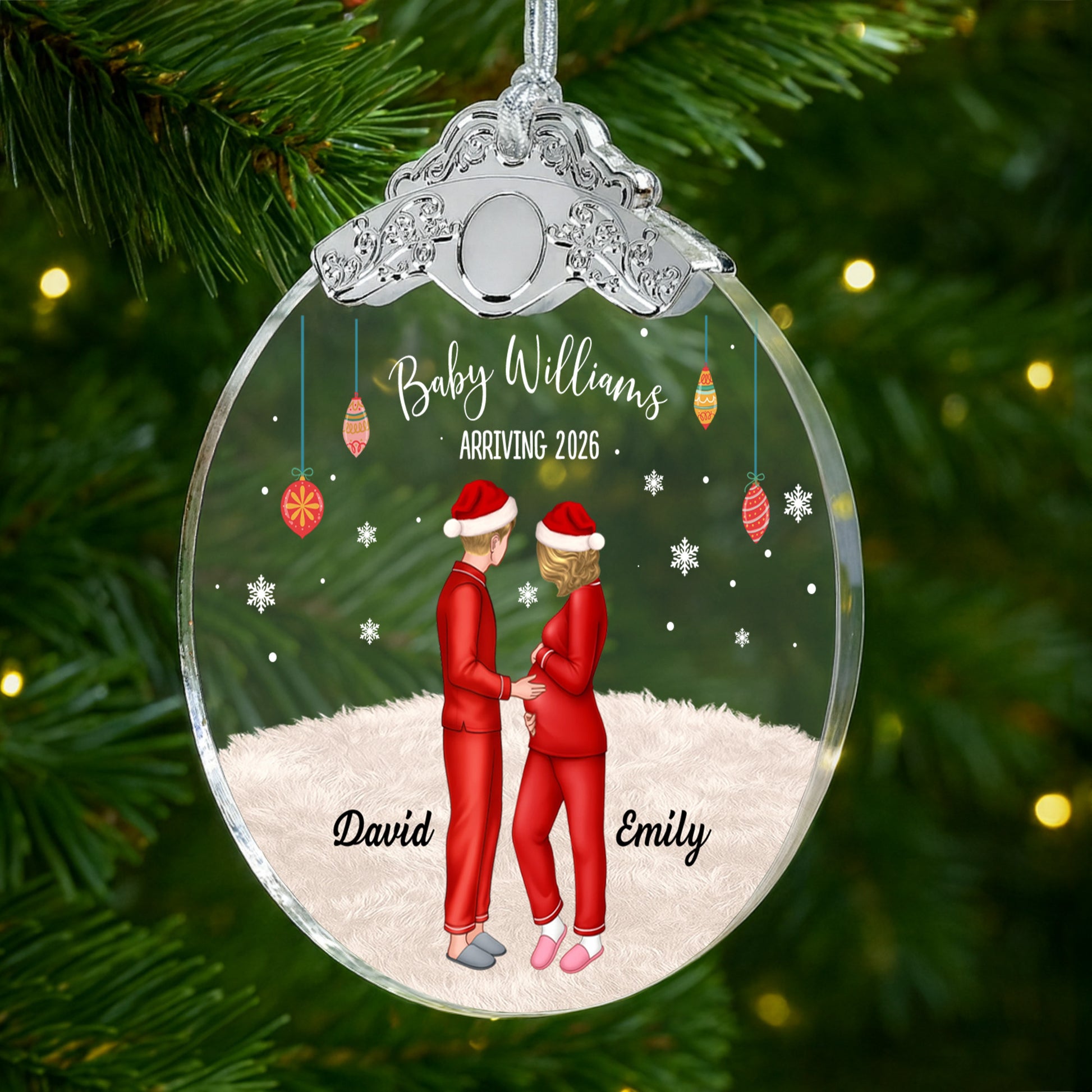 Baby Williams Arriving, Expecting Couple Christmas Ornament