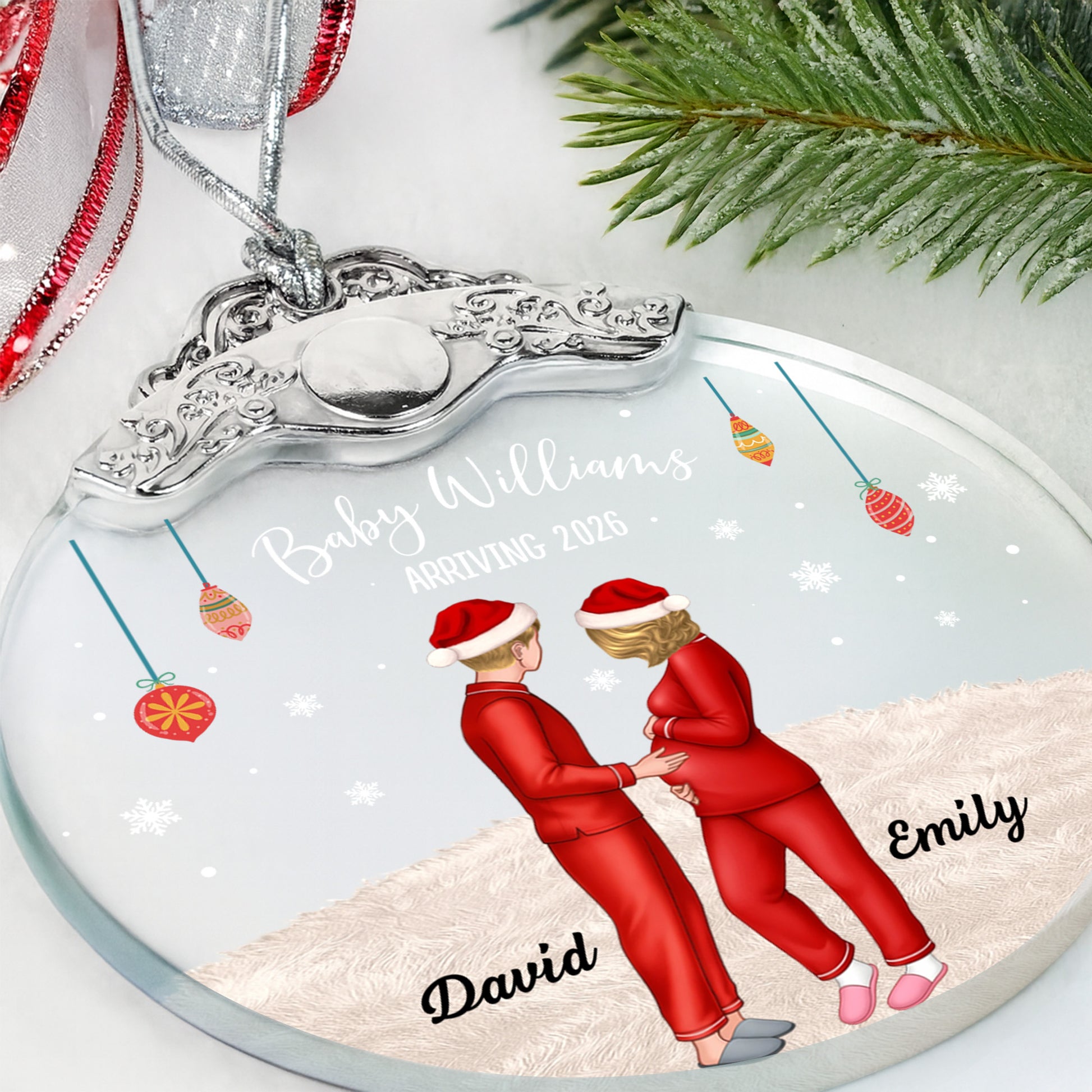 Baby Williams Arriving, Expecting Couple Christmas Ornament