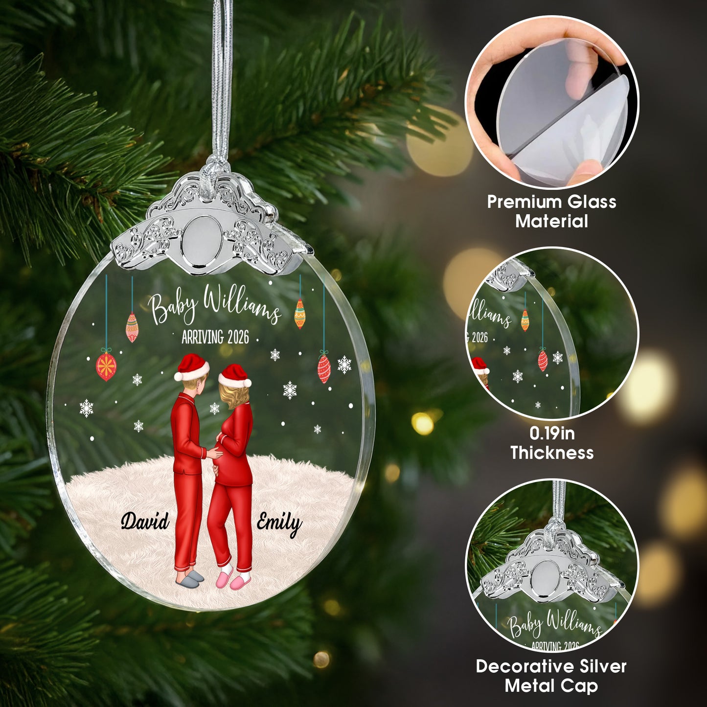 Baby Williams Arriving, Expecting Couple Christmas Ornament