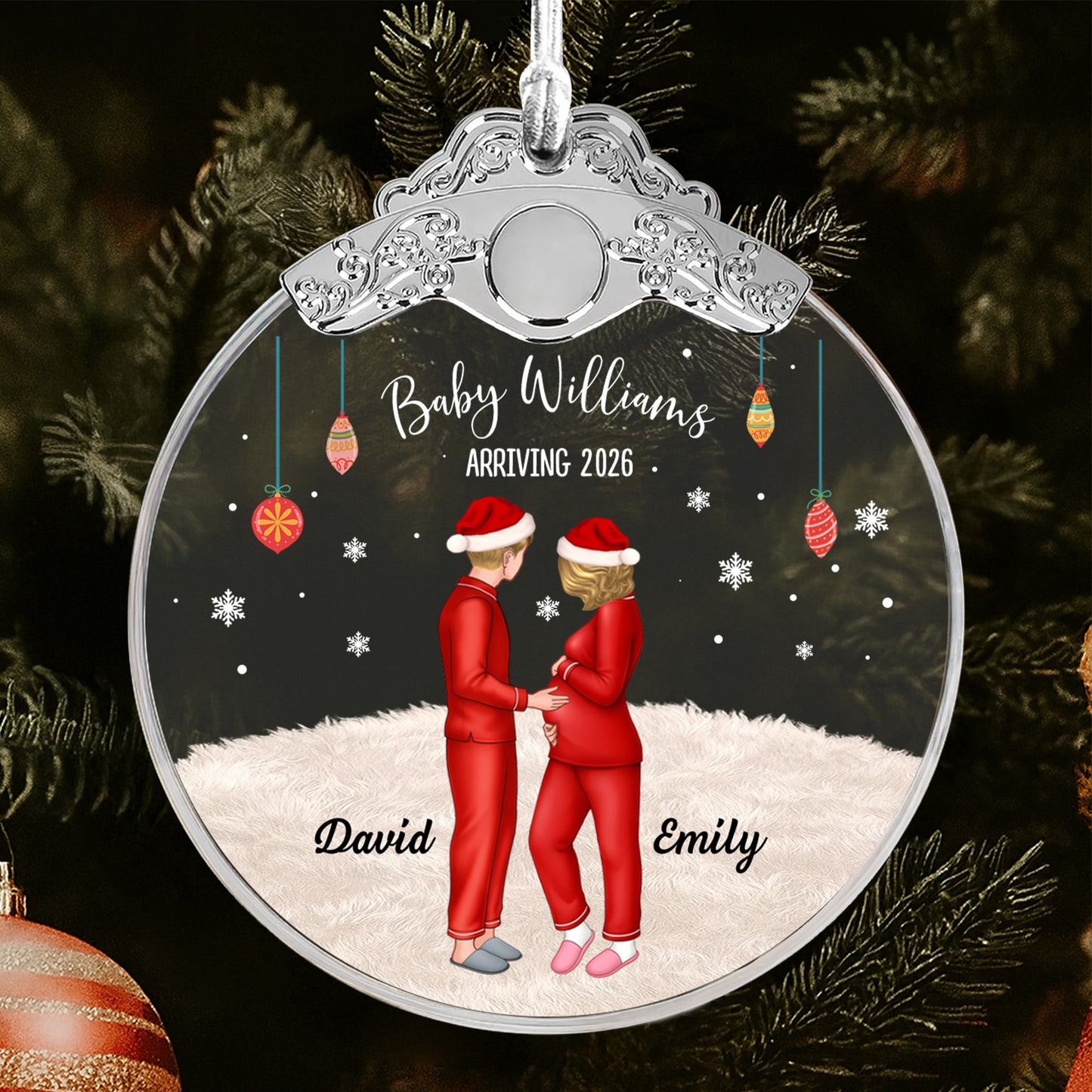 Baby Williams Arriving, Expecting Couple Christmas Ornament