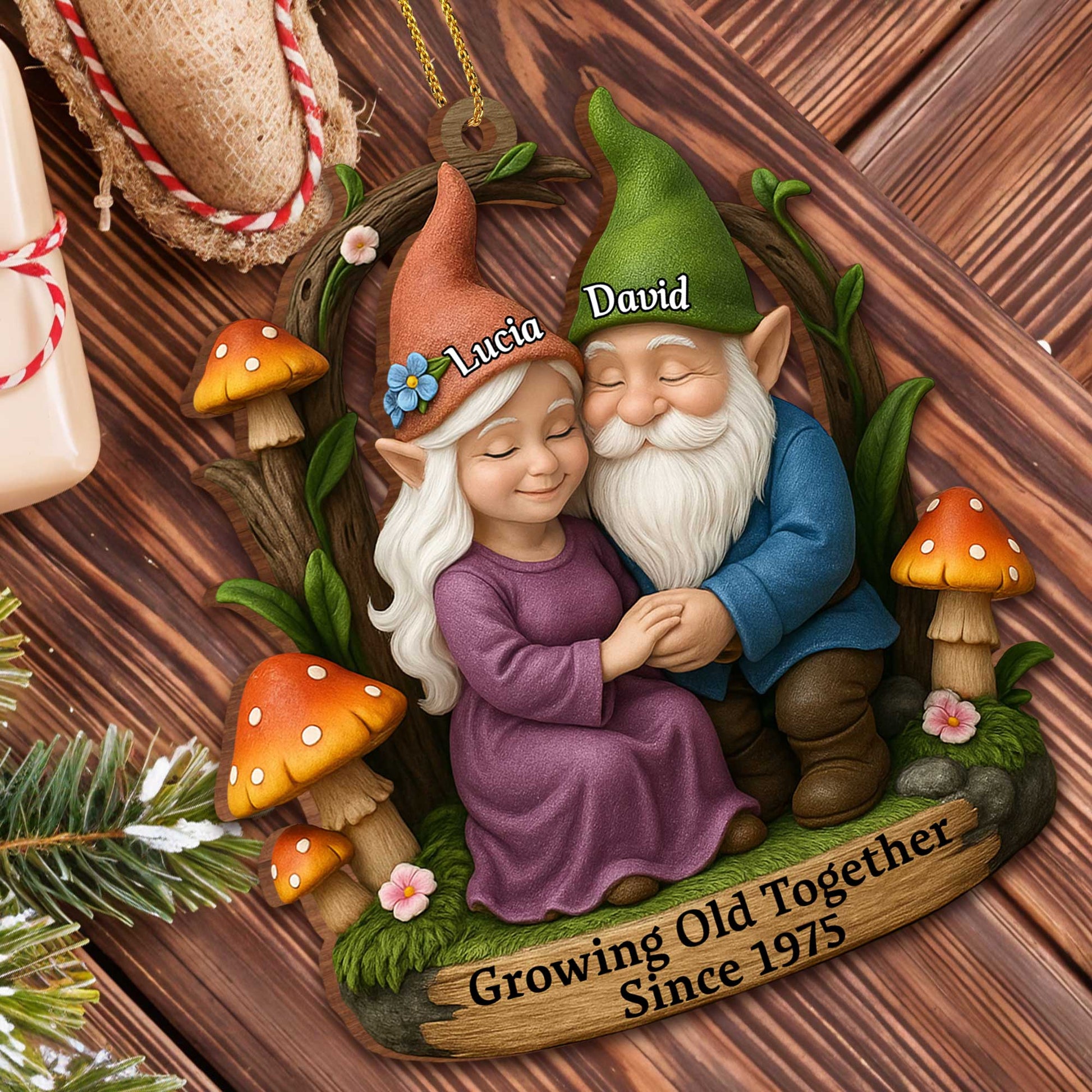 Growing Old Together Gnome Couple With Mushrooms