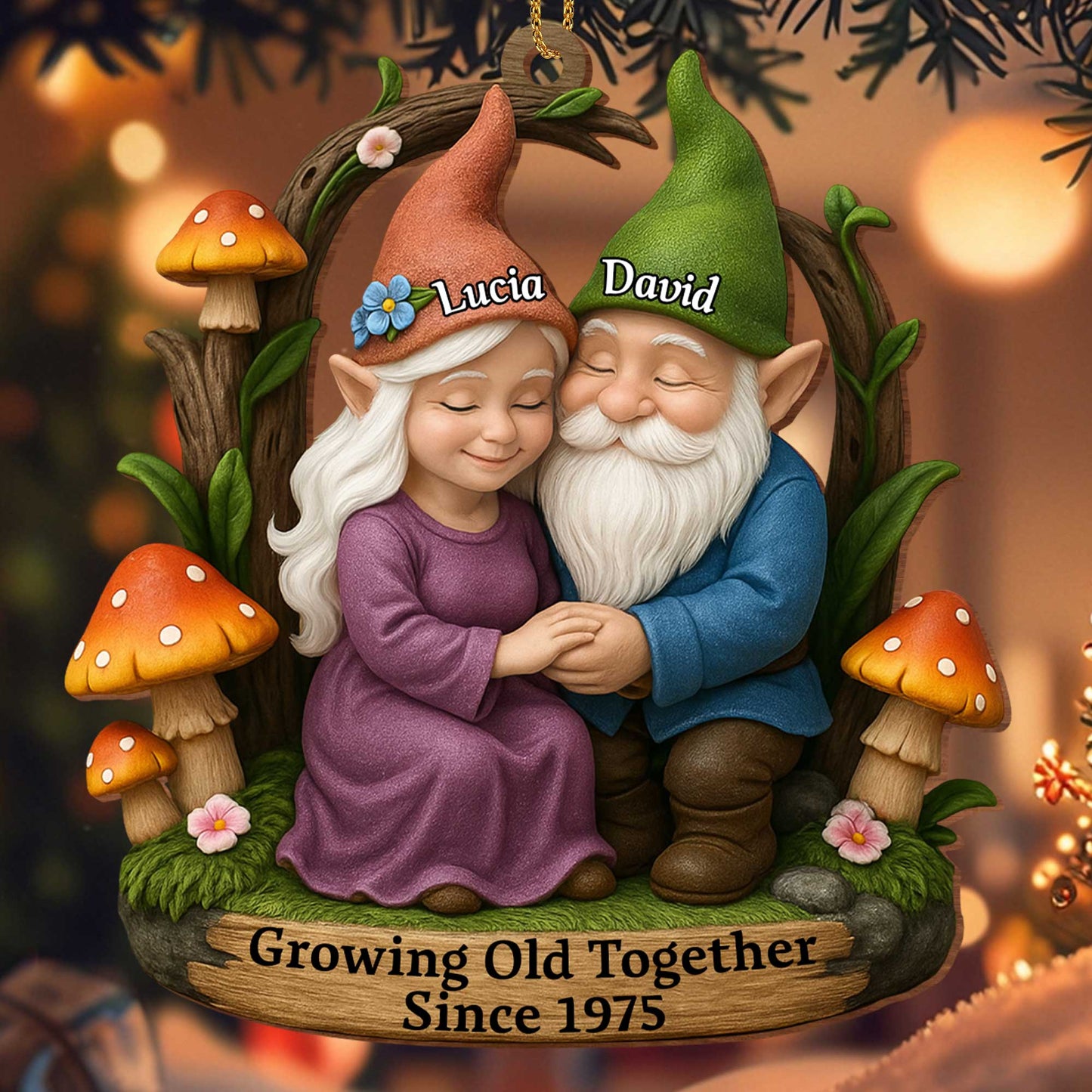 Growing Old Together Gnome Couple With Mushrooms