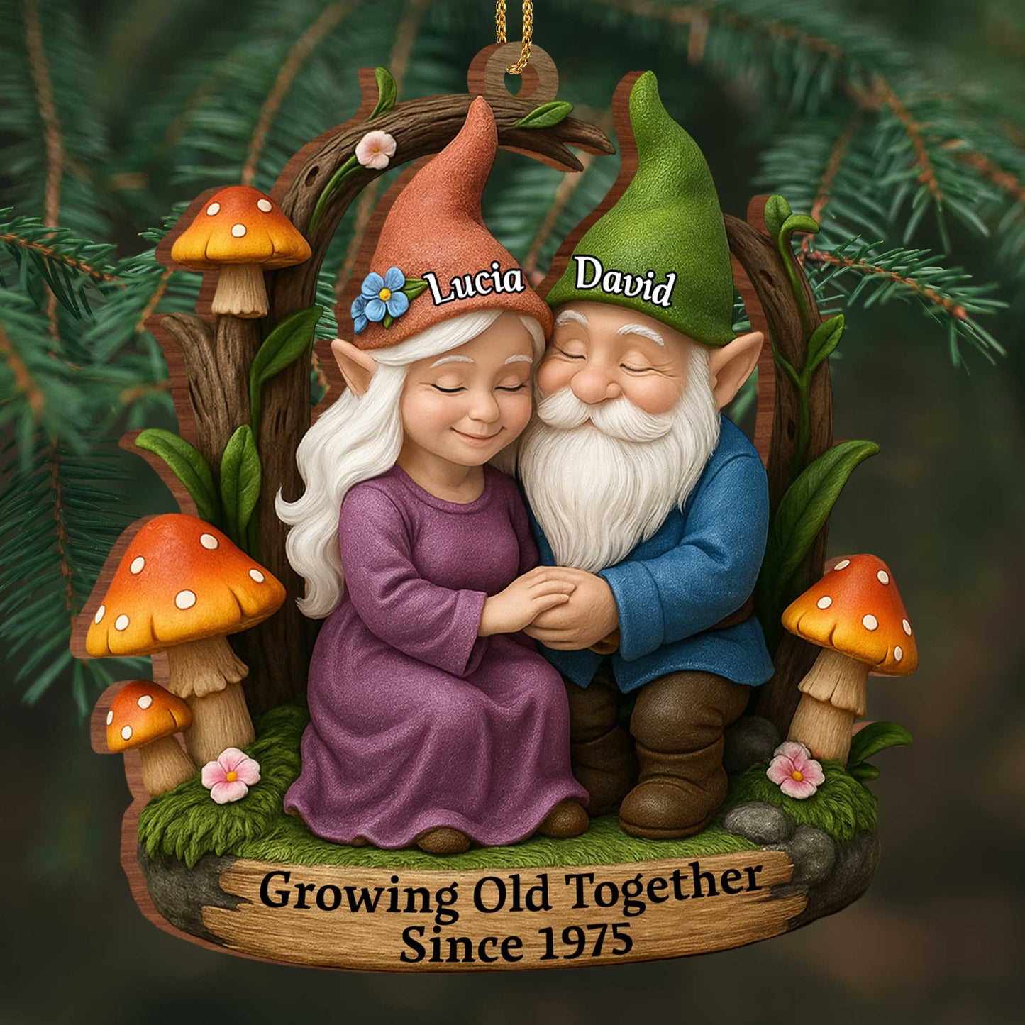 Growing Old Together Gnome Couple With Mushrooms