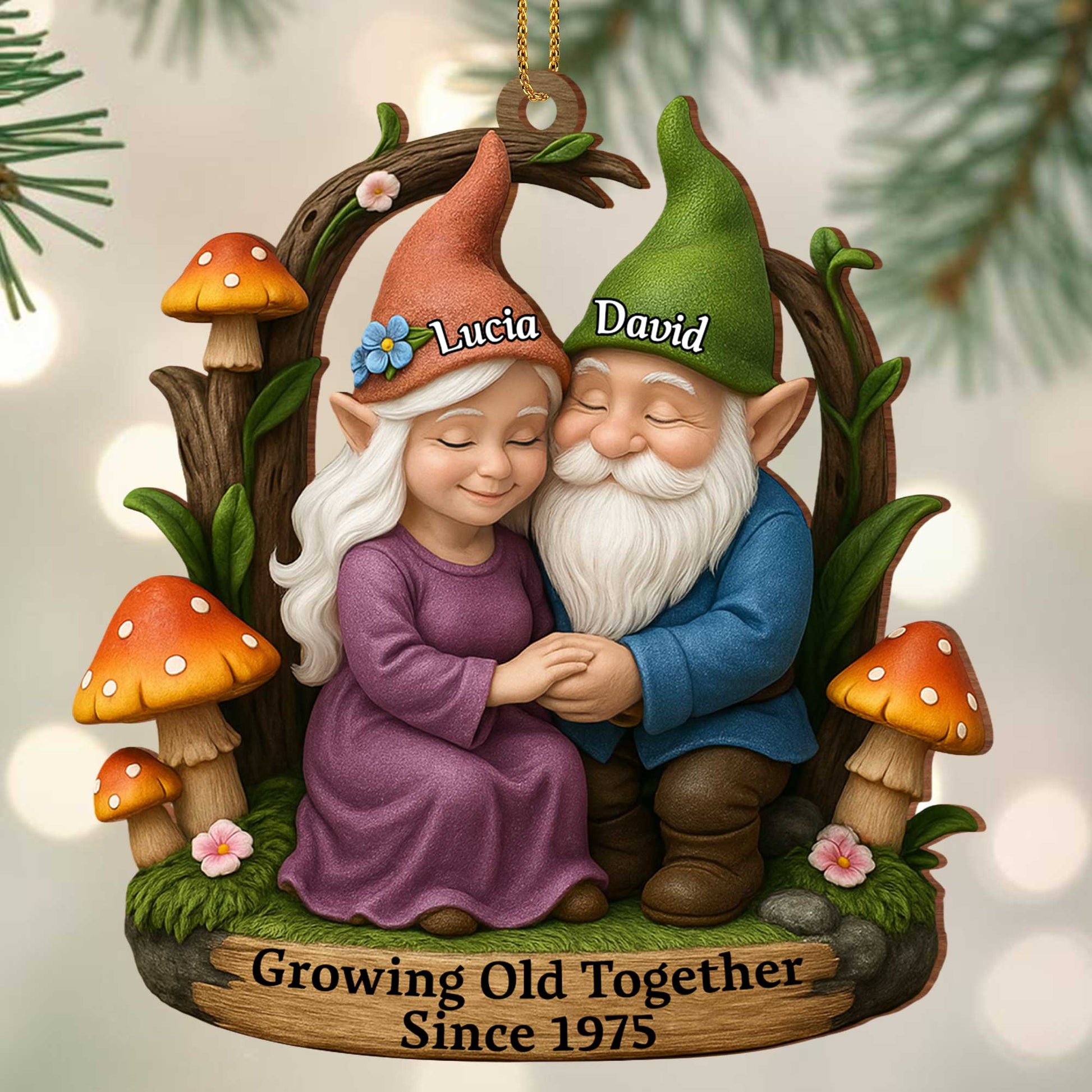 Growing Old Together Gnome Couple With Mushrooms