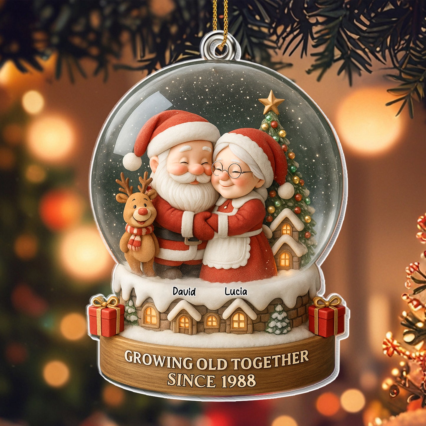 Growing Old Together, Santa And Mrs. Claus Christmas Ornament