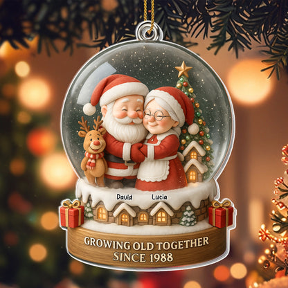 Growing Old Together, Santa And Mrs. Claus Christmas Ornament