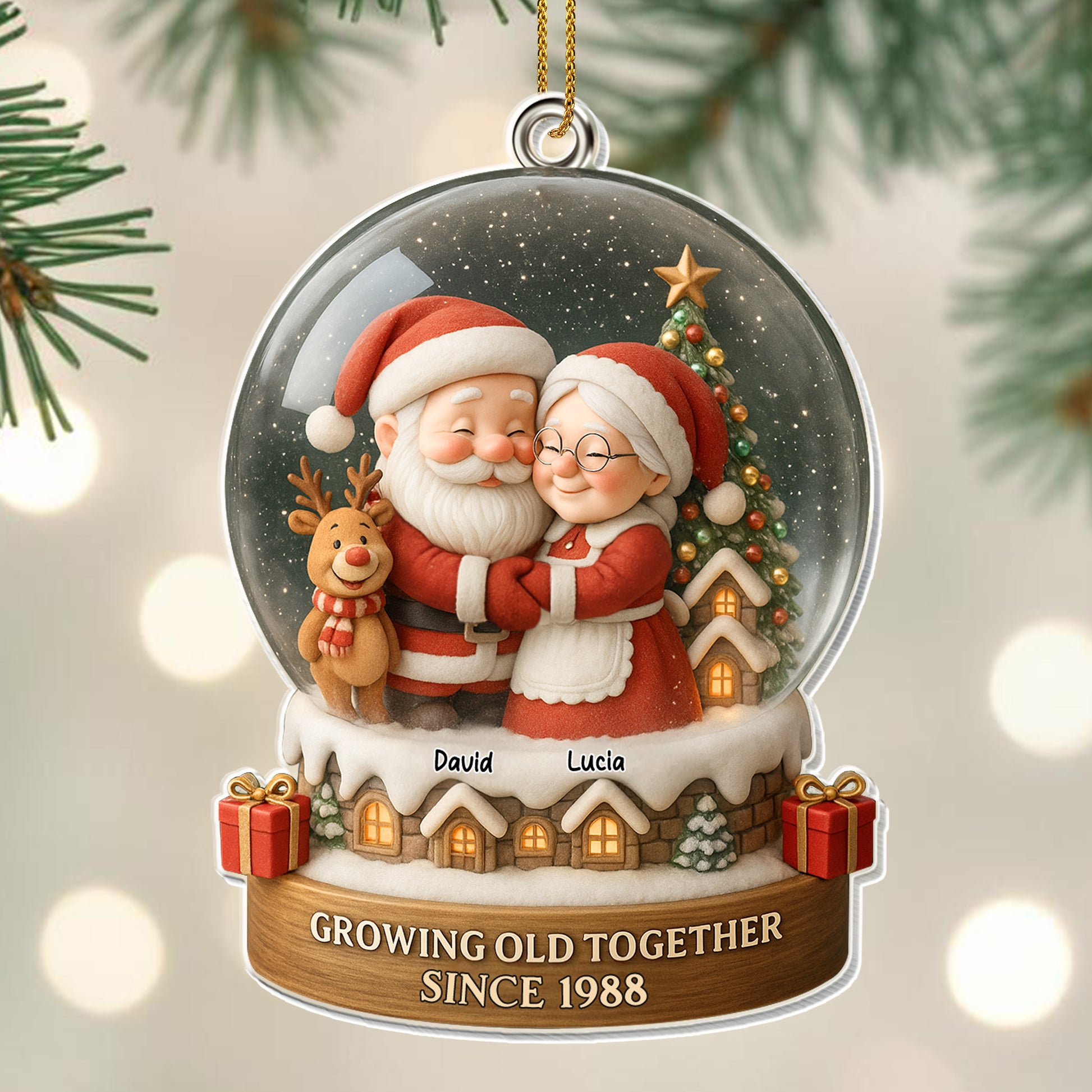 Growing Old Together, Santa And Mrs. Claus Christmas Ornament