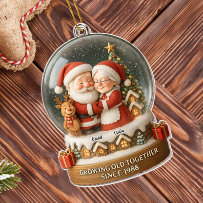 Growing Old Together, Santa And Mrs. Claus Christmas Ornament