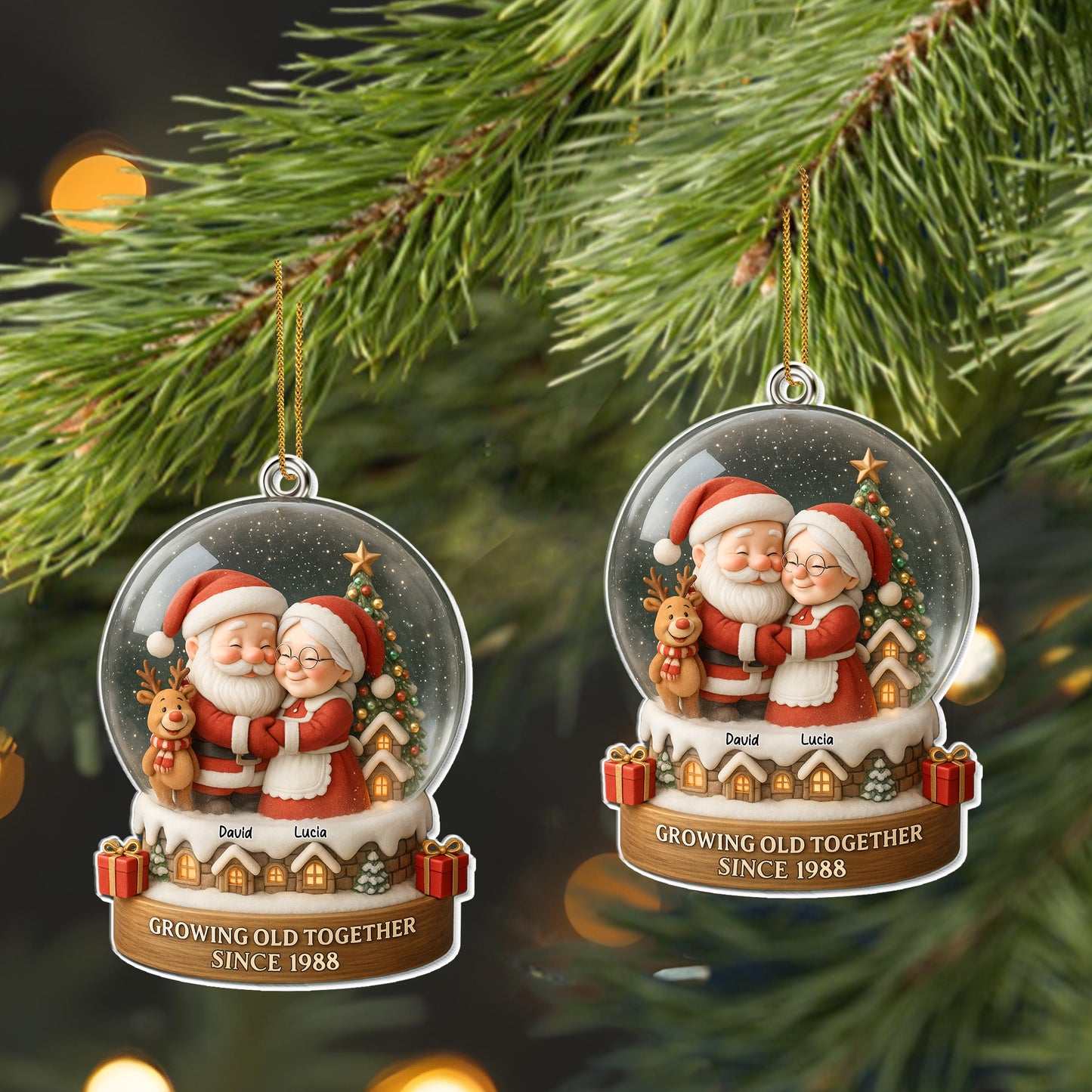Growing Old Together, Santa And Mrs. Claus Christmas Ornament