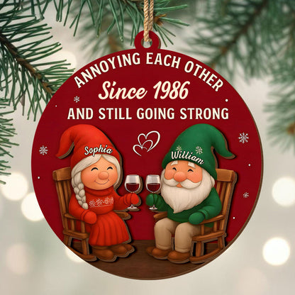 Annoying Each Other Since, Gnome Couple With Wine Glasses
