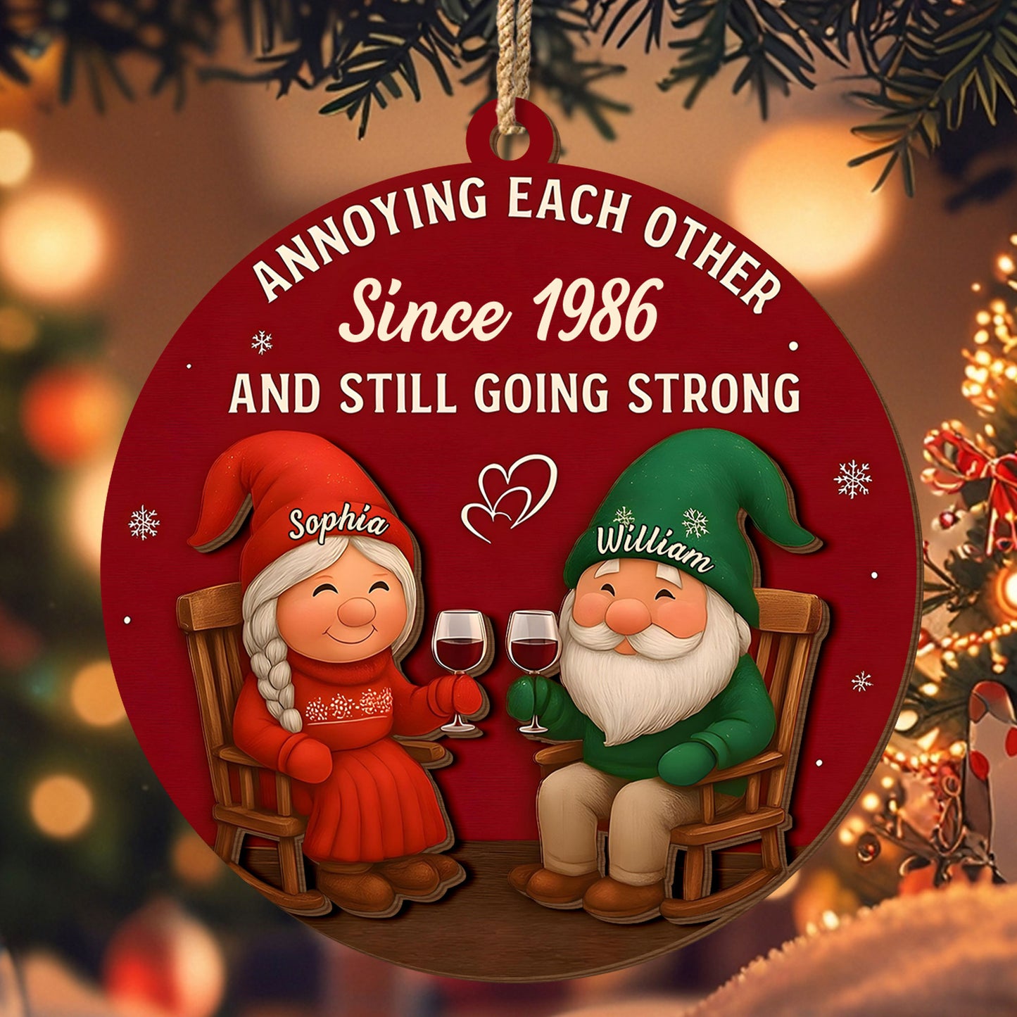 Annoying Each Other Since, Gnome Couple With Wine Glasses