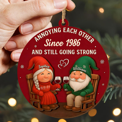 Annoying Each Other Since, Gnome Couple With Wine Glasses