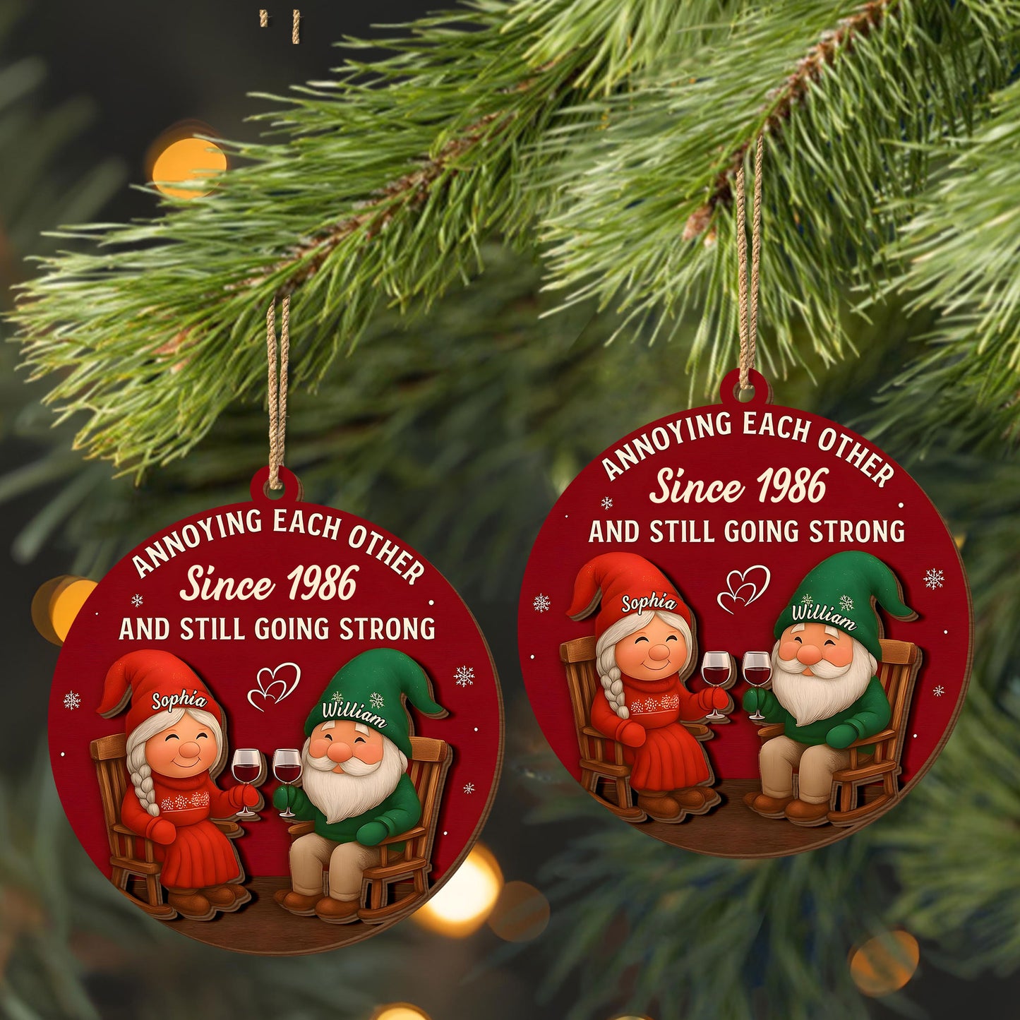 Annoying Each Other Since, Gnome Couple With Wine Glasses