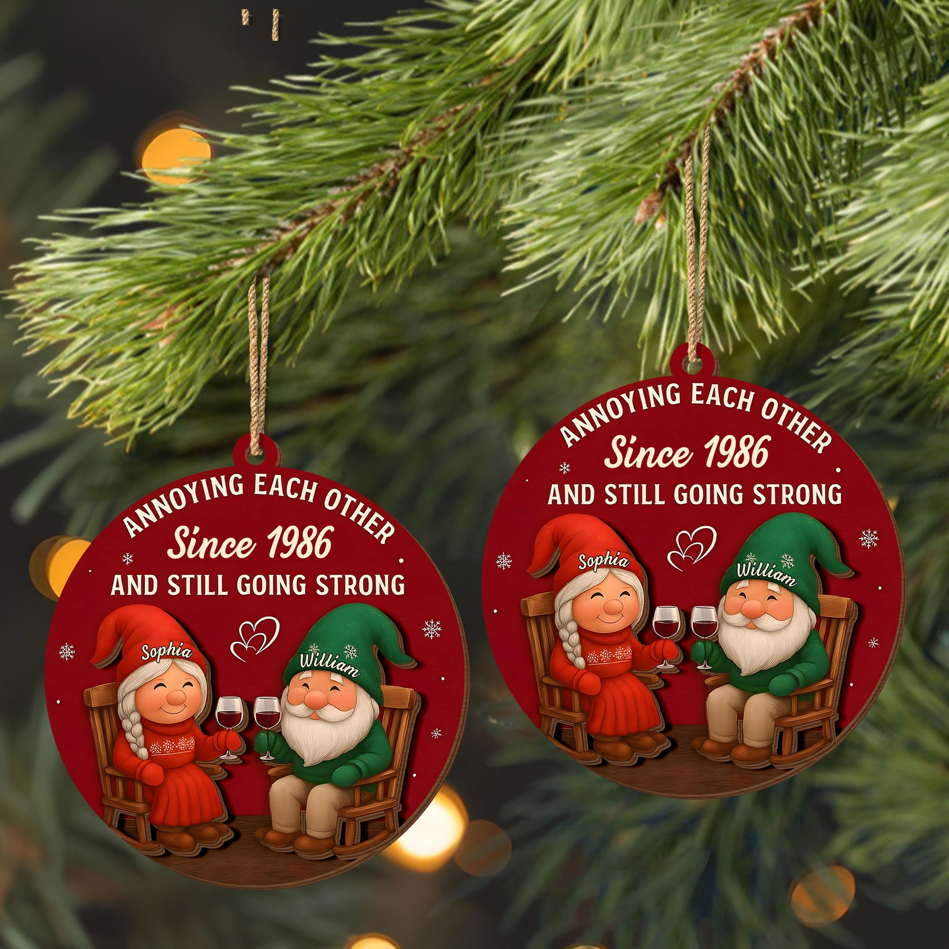 Annoying Each Other Since, Gnome Couple With Wine Glasses