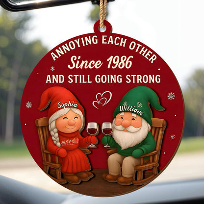 Annoying Each Other Since, Gnome Couple With Wine Glasses