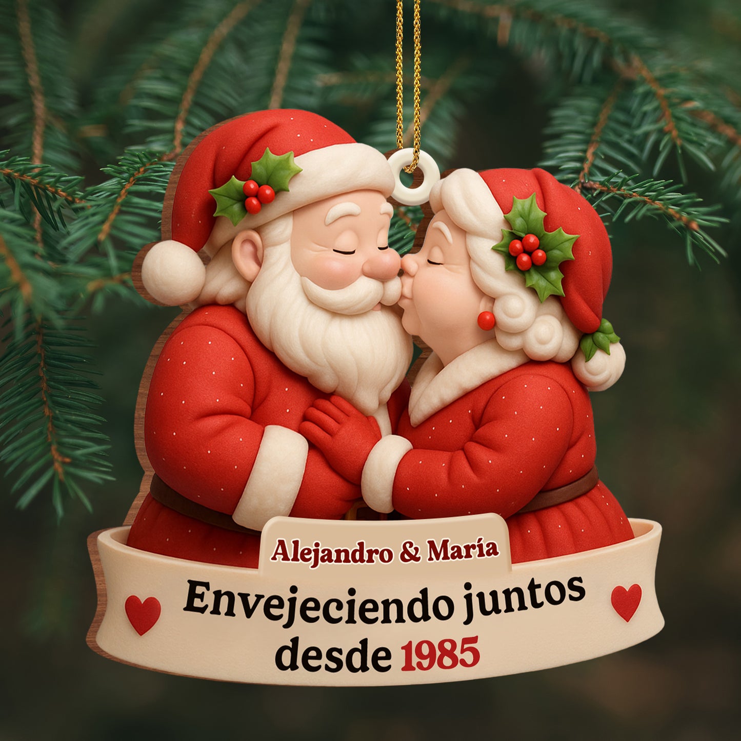 Envejeciendo Juntos, Santa Claus Figures And Hearts
