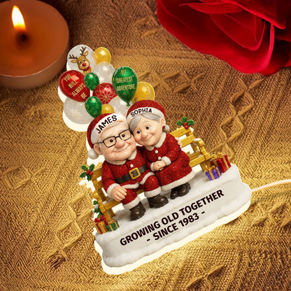 Growing Old Together, Balloons And Elderly Couple Design