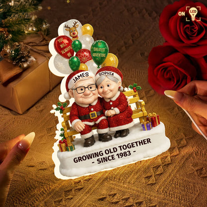 Growing Old Together, Balloons And Elderly Couple Design