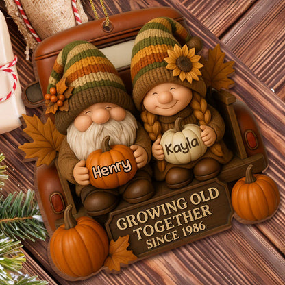 Growing Old Together With Gnomes And Autumn Leaves