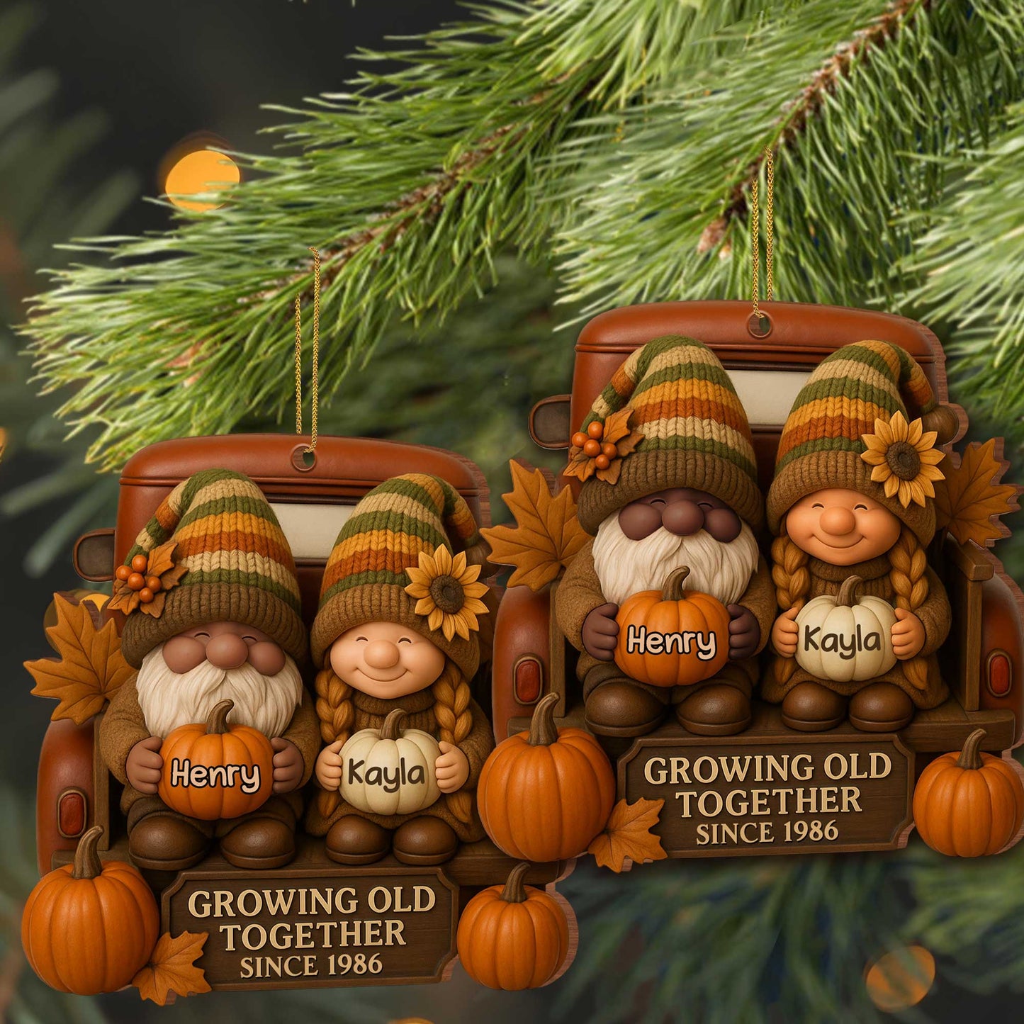 Growing Old Together With Gnomes And Autumn Leaves