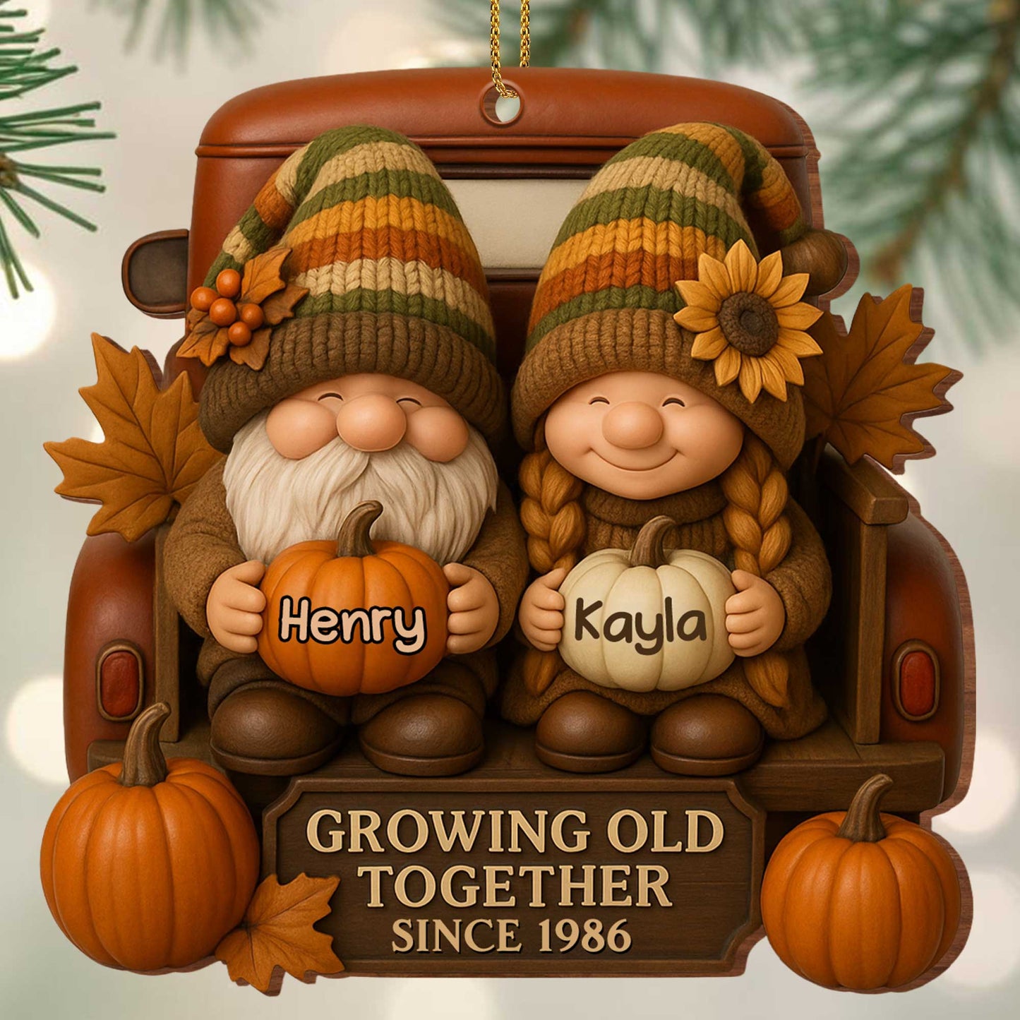 Growing Old Together With Gnomes And Autumn Leaves