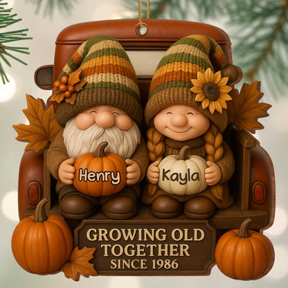 Growing Old Together With Gnomes And Autumn Leaves