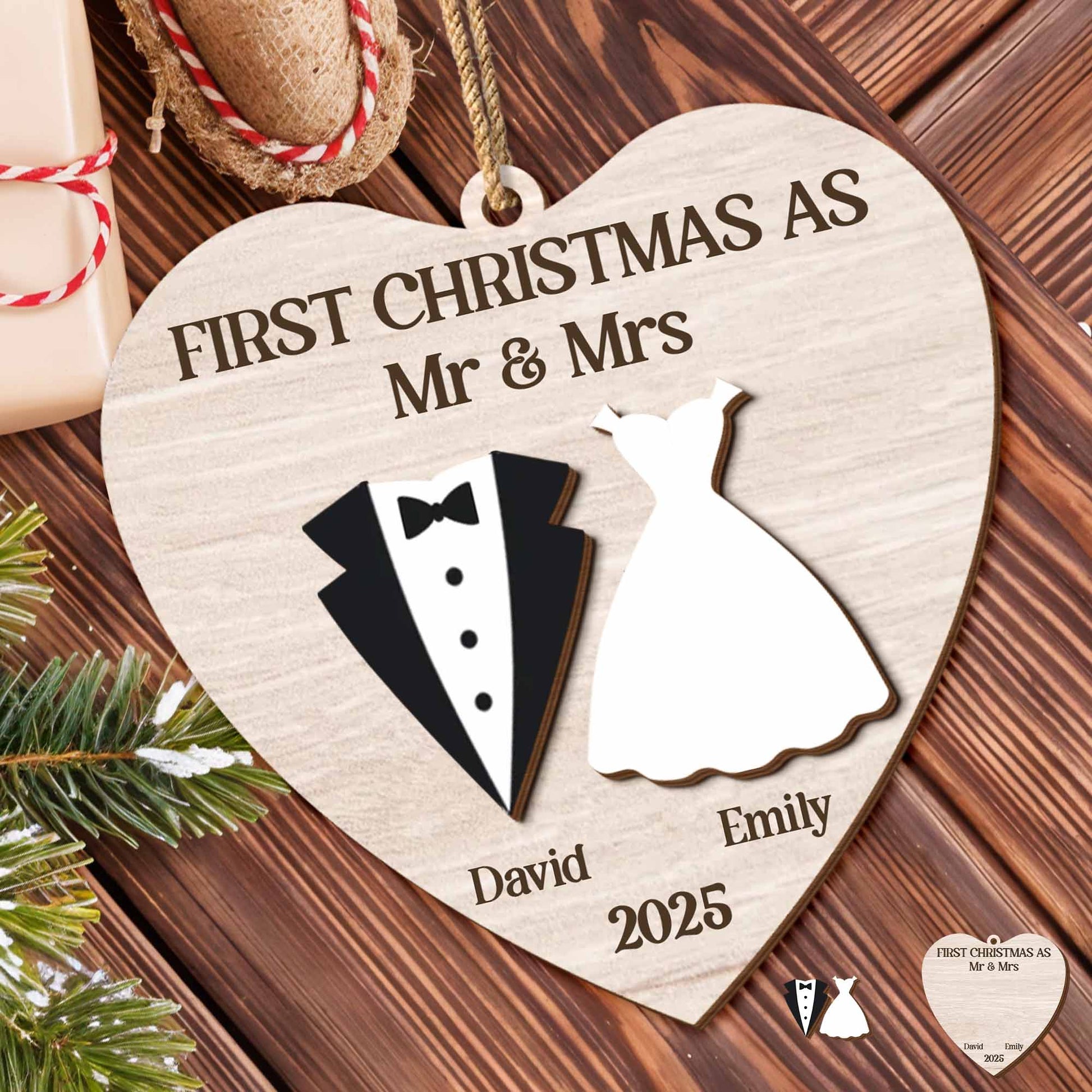 First Christmas As Mr & Mrs, Bride And Groom