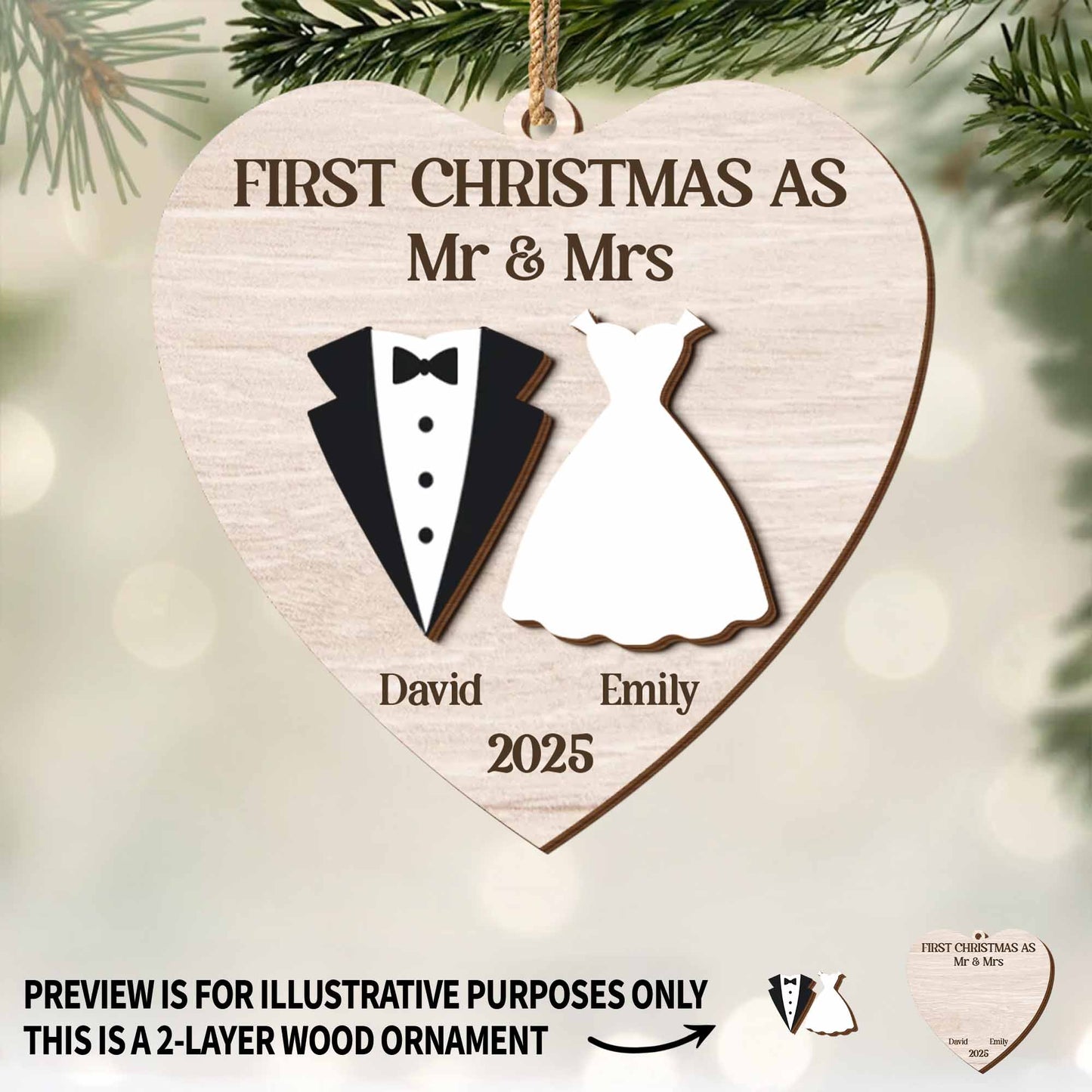 First Christmas As Mr & Mrs, Bride And Groom