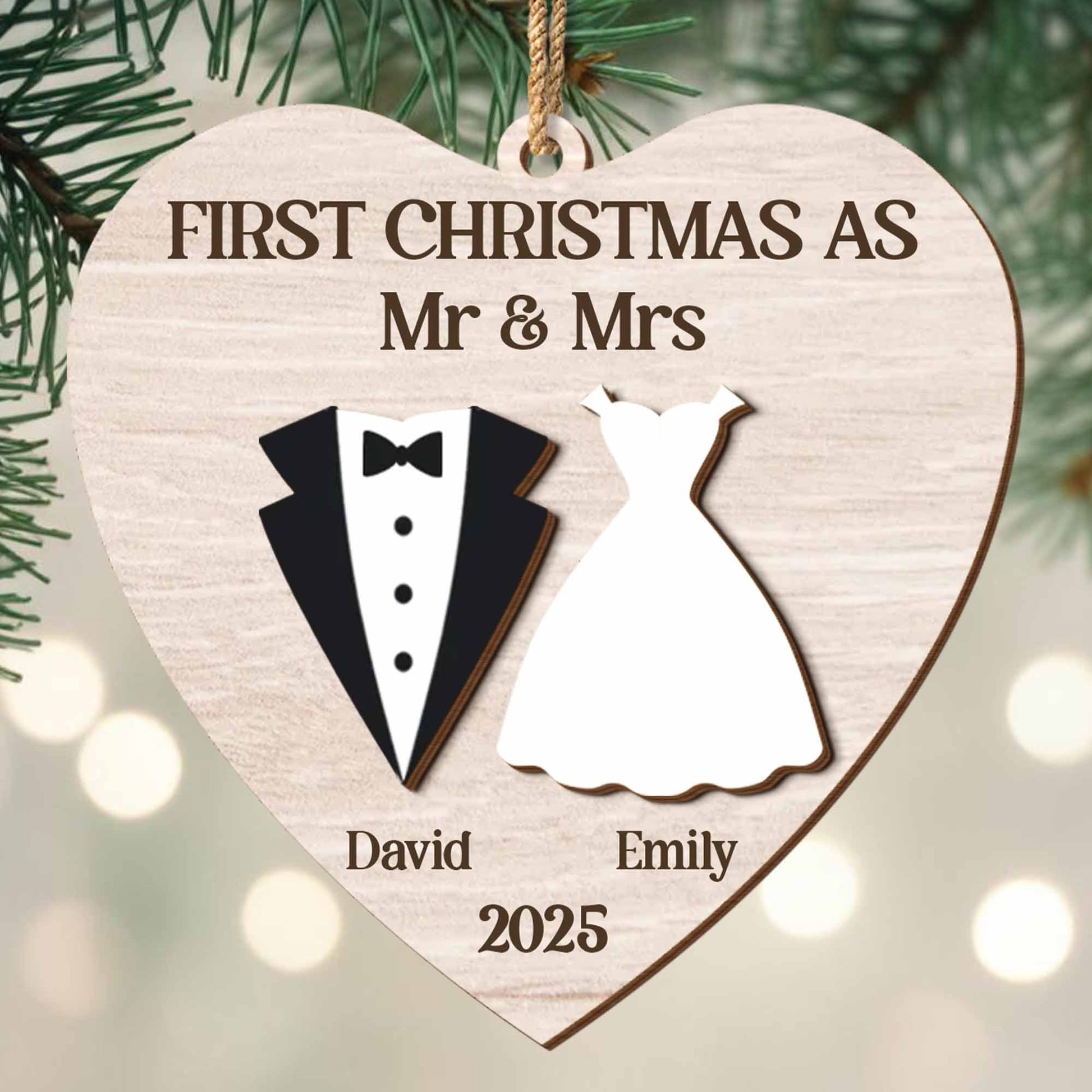 First Christmas As Mr & Mrs, Bride And Groom
