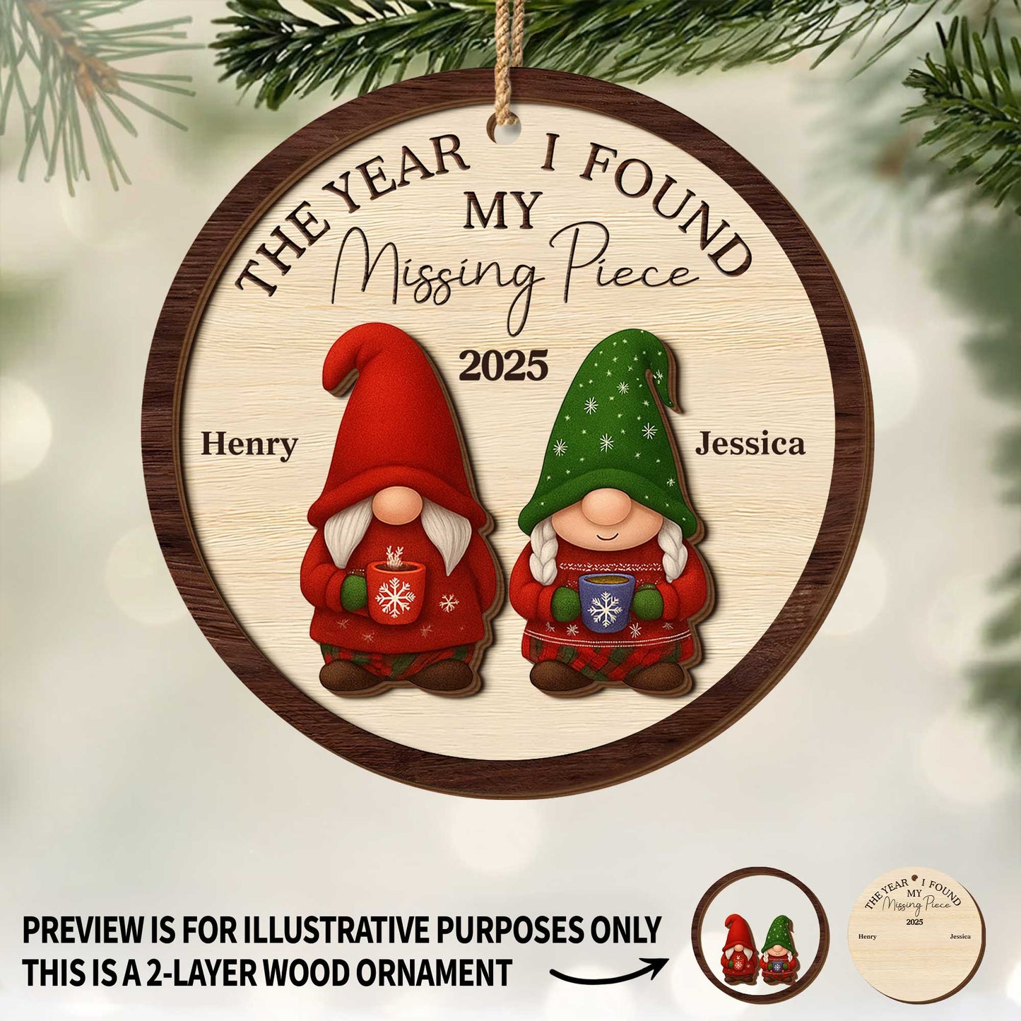 The Year I Found My Missing Piece Gnomes Ornament