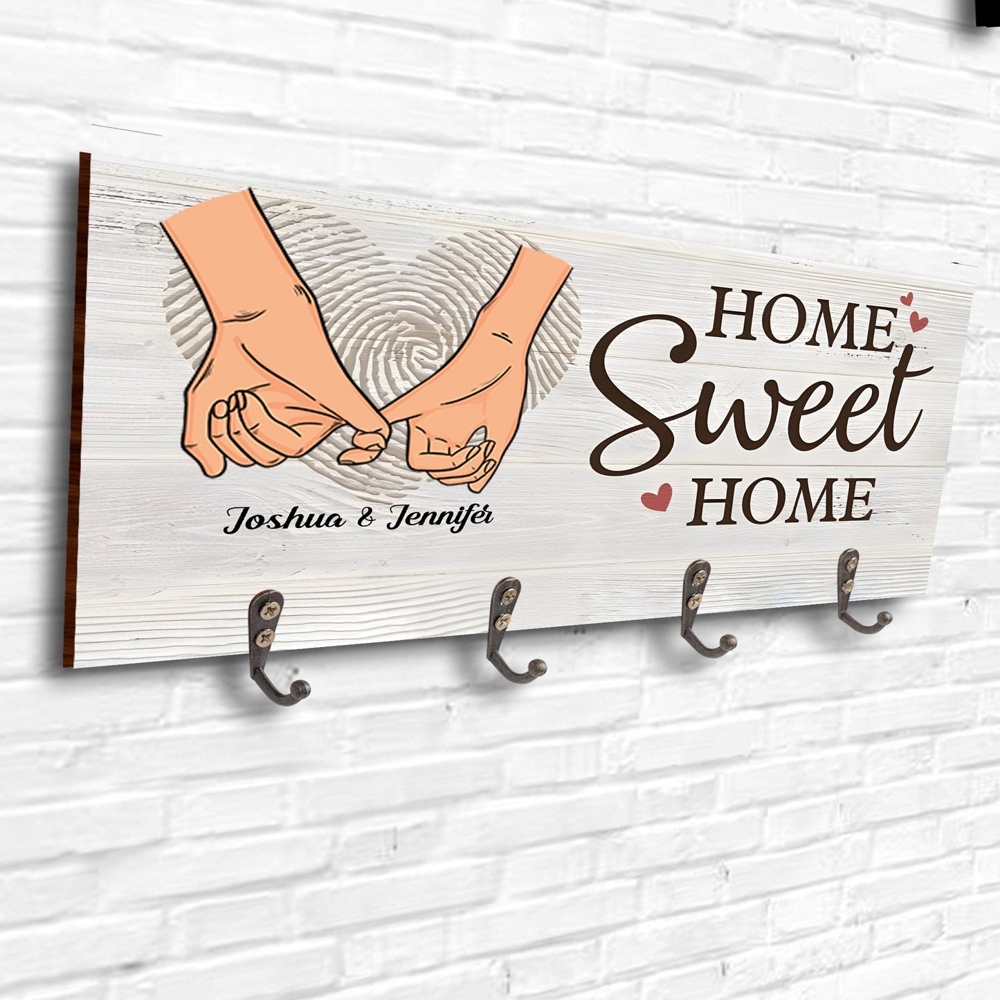 Home Sweet Home Hanging Hands Design - Personalized Key Holder - CPL607_KHO