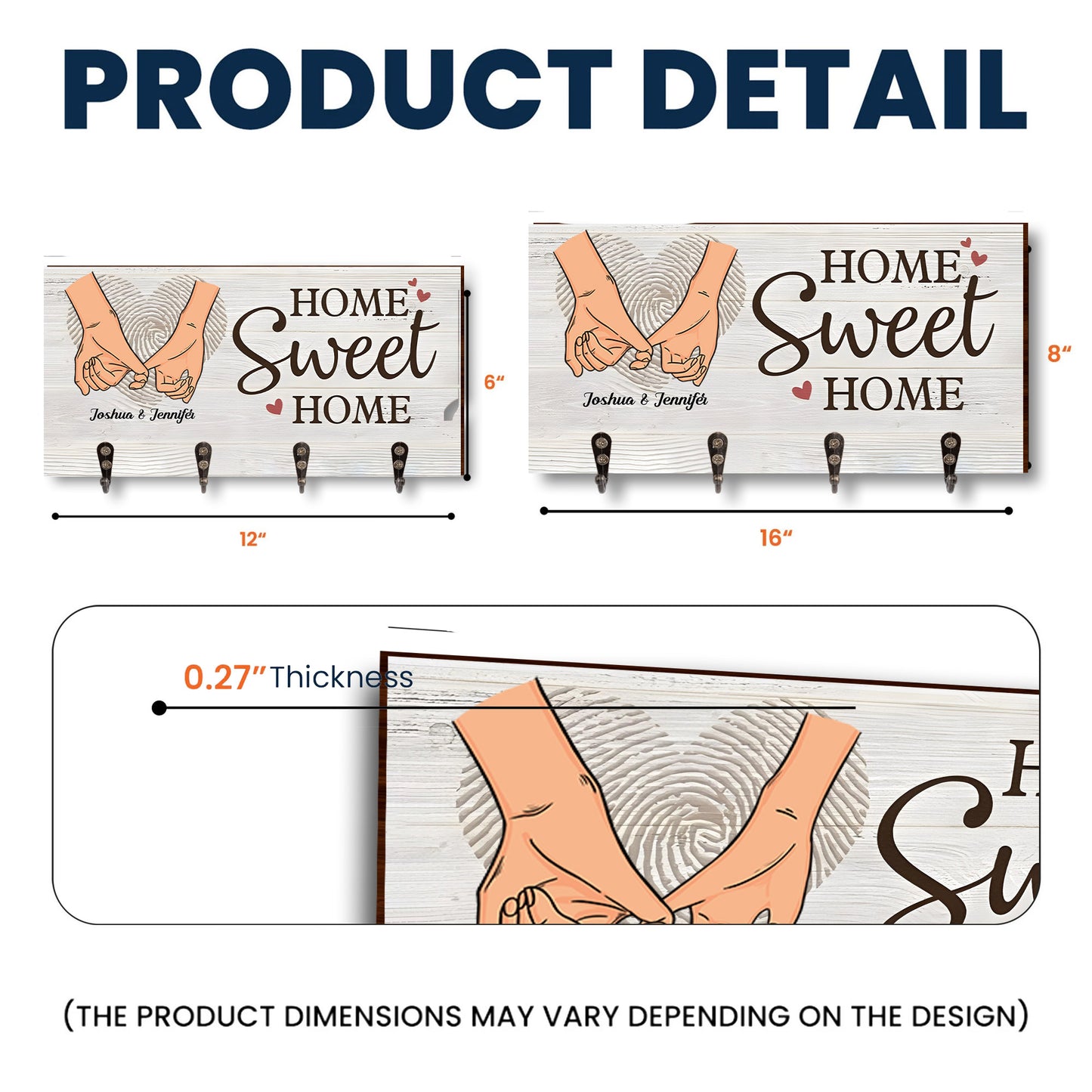 Home Sweet Home Hanging Hands Design - Personalized Key Holder - CPL607_KHO