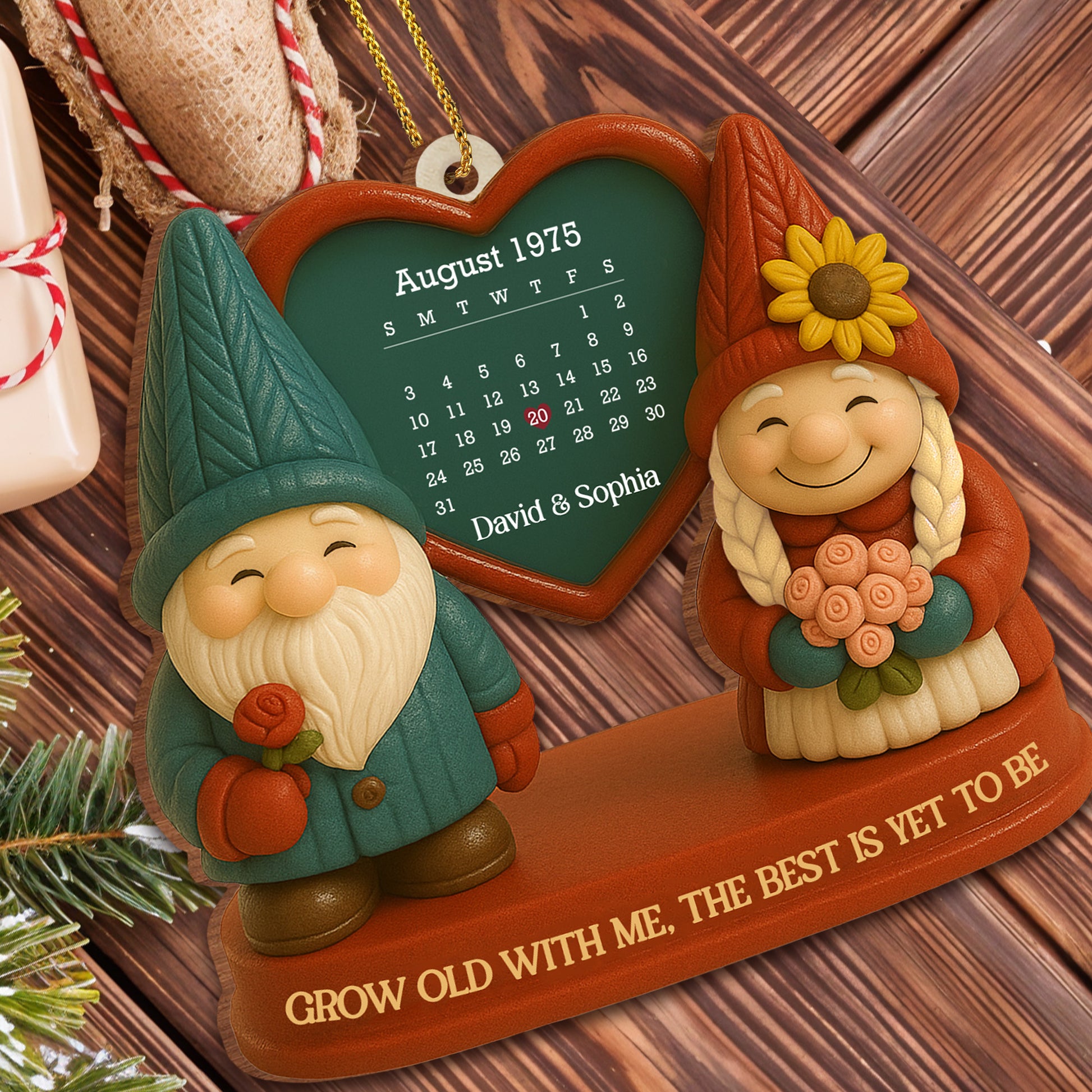 Grow Old With Me, Romantic Gnome Couples Ornament