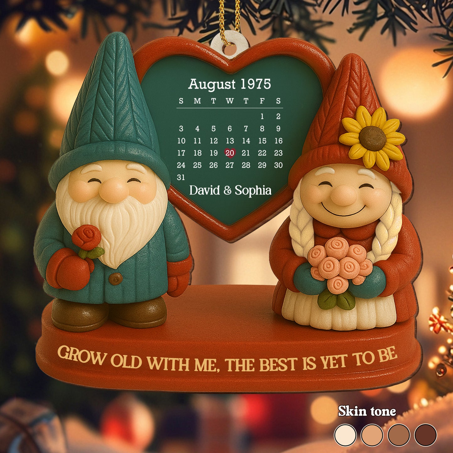 Grow Old With Me, Romantic Gnome Couples Ornament