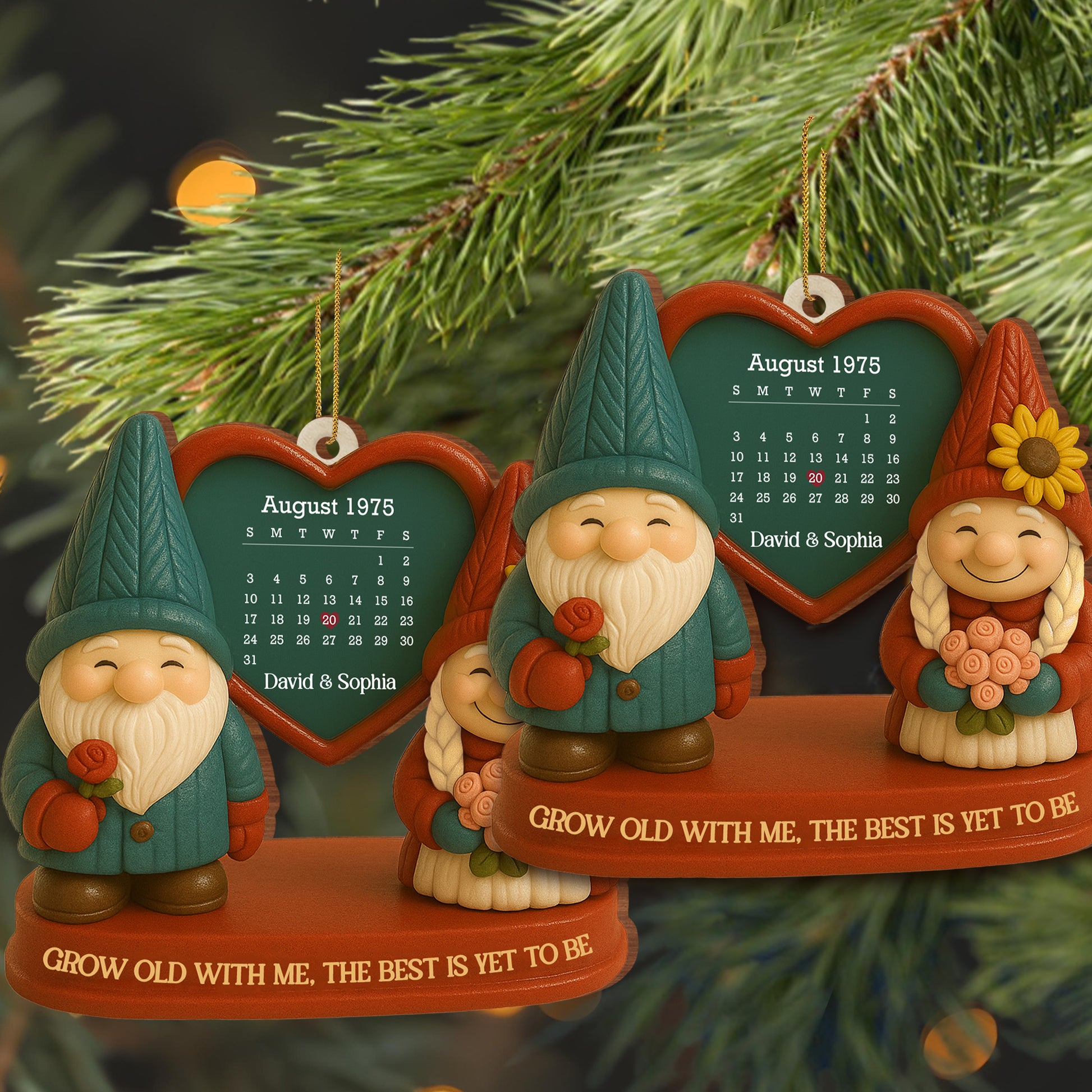 Grow Old With Me, Romantic Gnome Couples Ornament