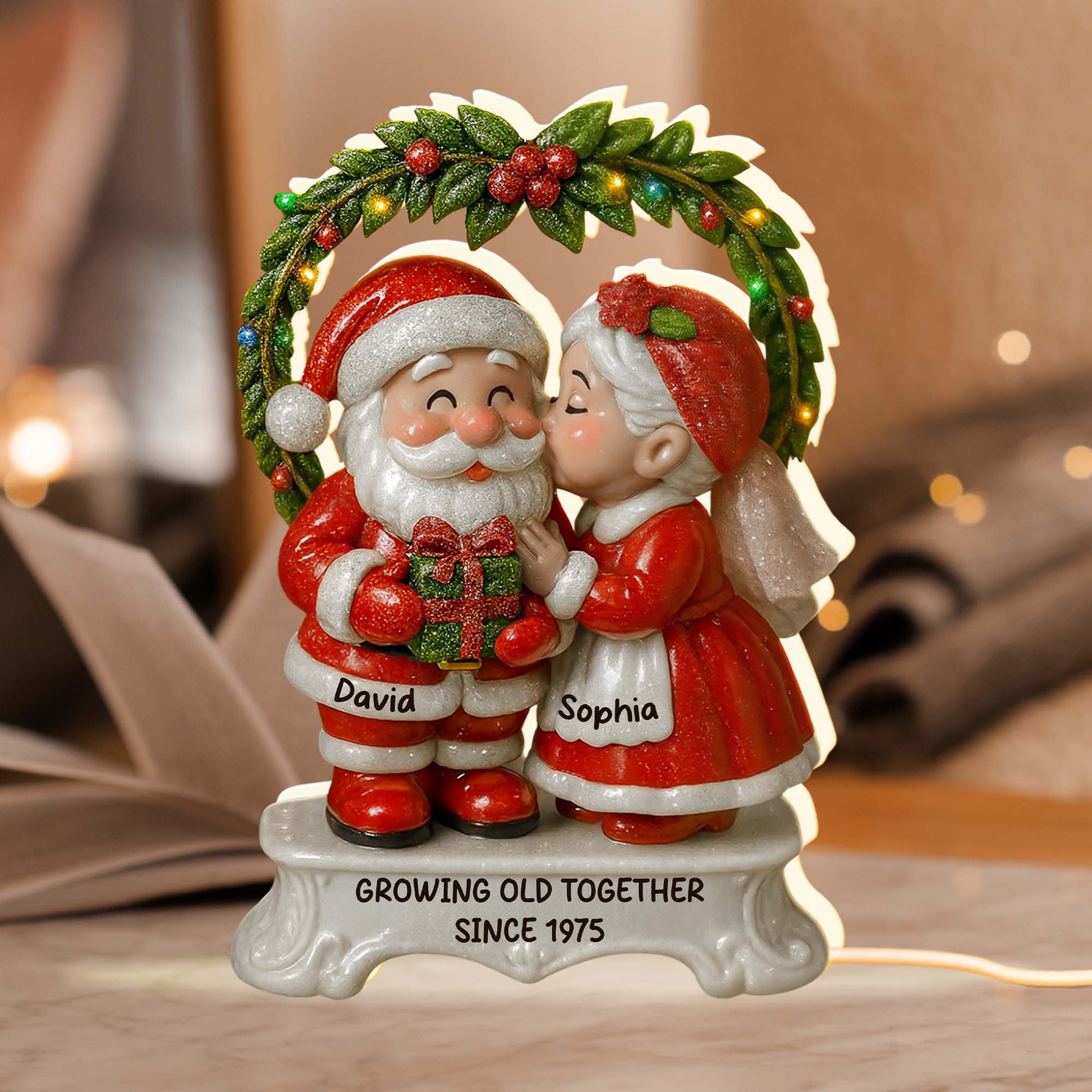 Growing Old Together Santa and Mrs. Claus Under Mistletoe