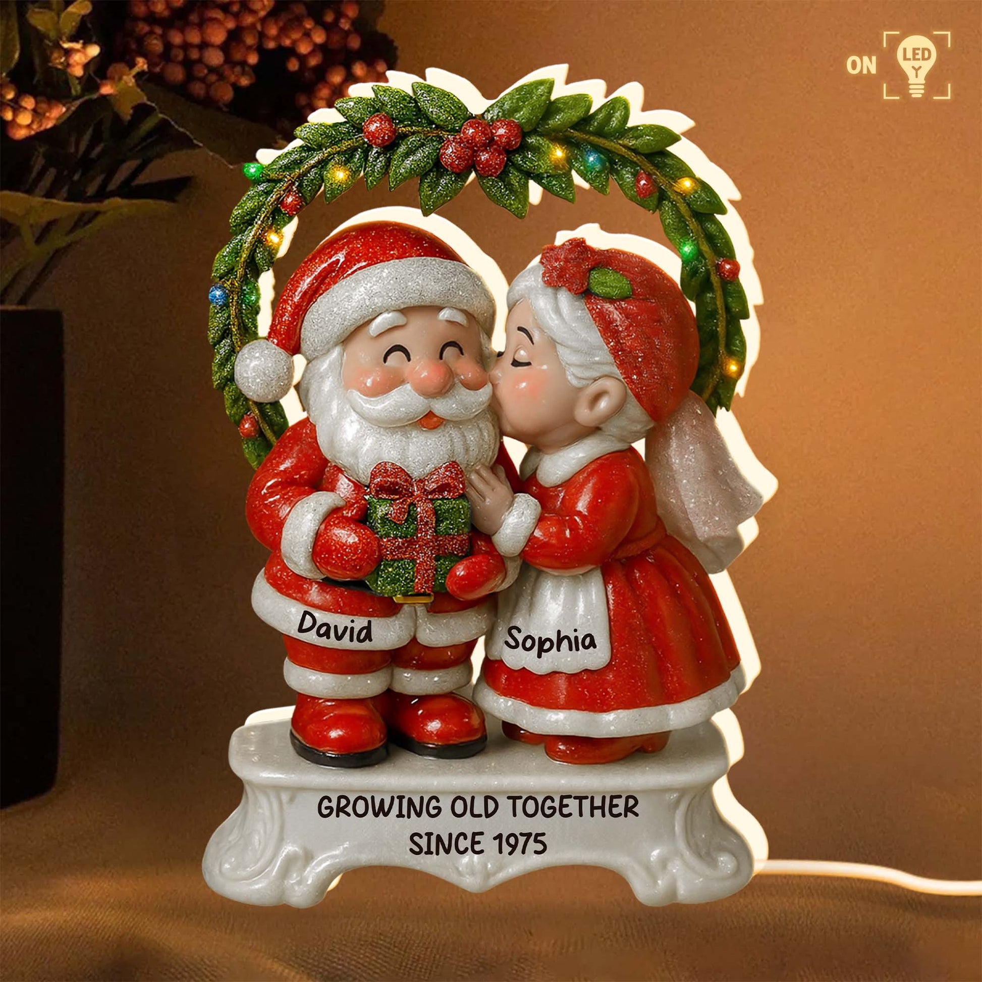 Growing Old Together Santa and Mrs. Claus Under Mistletoe