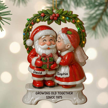Growing Old Together Santa And Mrs. Claus Ornament - Personalized Custom Wood Ornament, Custom Shaped - CPL611_WDO