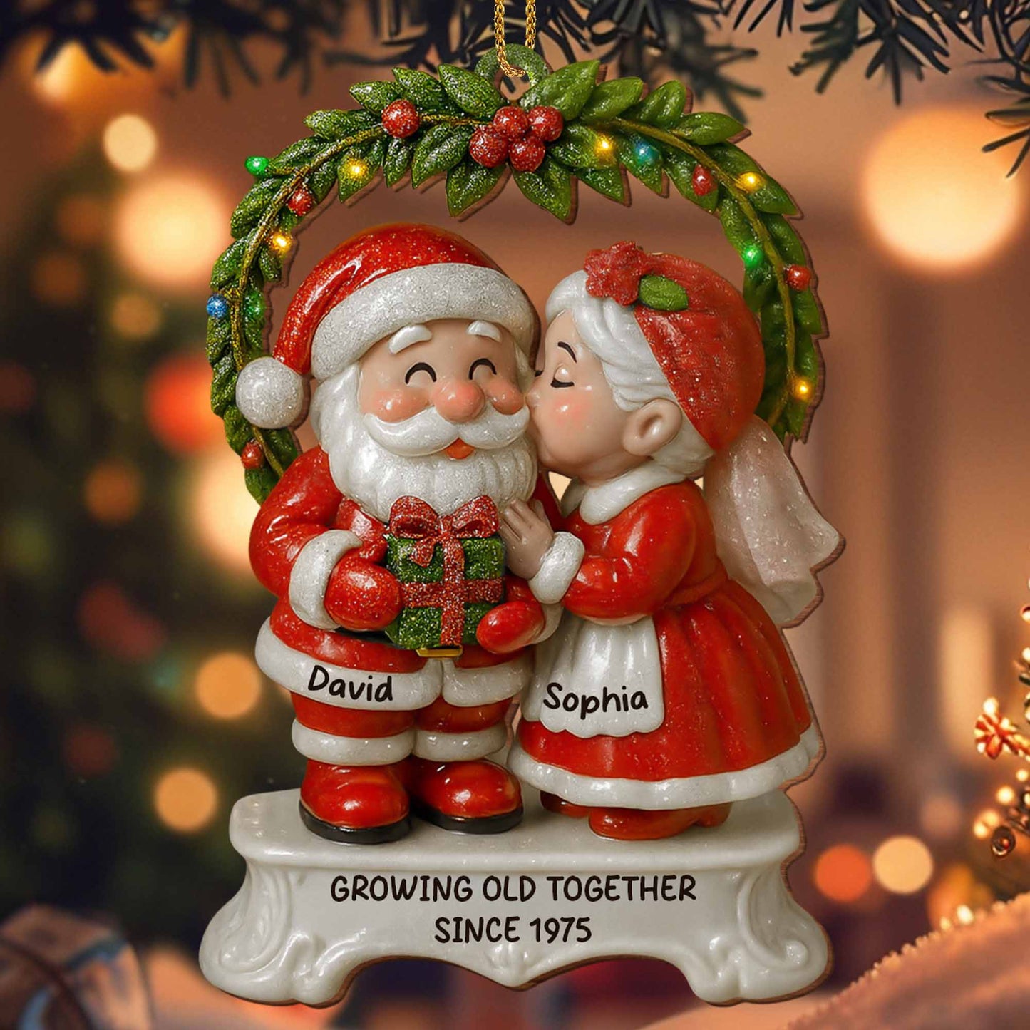 Growing Old Together Santa And Mrs. Claus Ornament - Personalized Custom Wood Ornament, Custom Shaped - CPL611_WDO