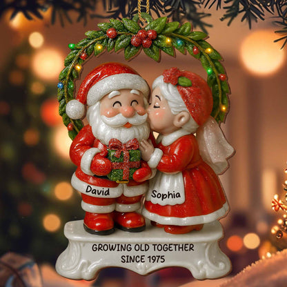 Growing Old Together Santa And Mrs. Claus Ornament - Personalized Custom Wood Ornament, Custom Shaped - CPL611_WDO