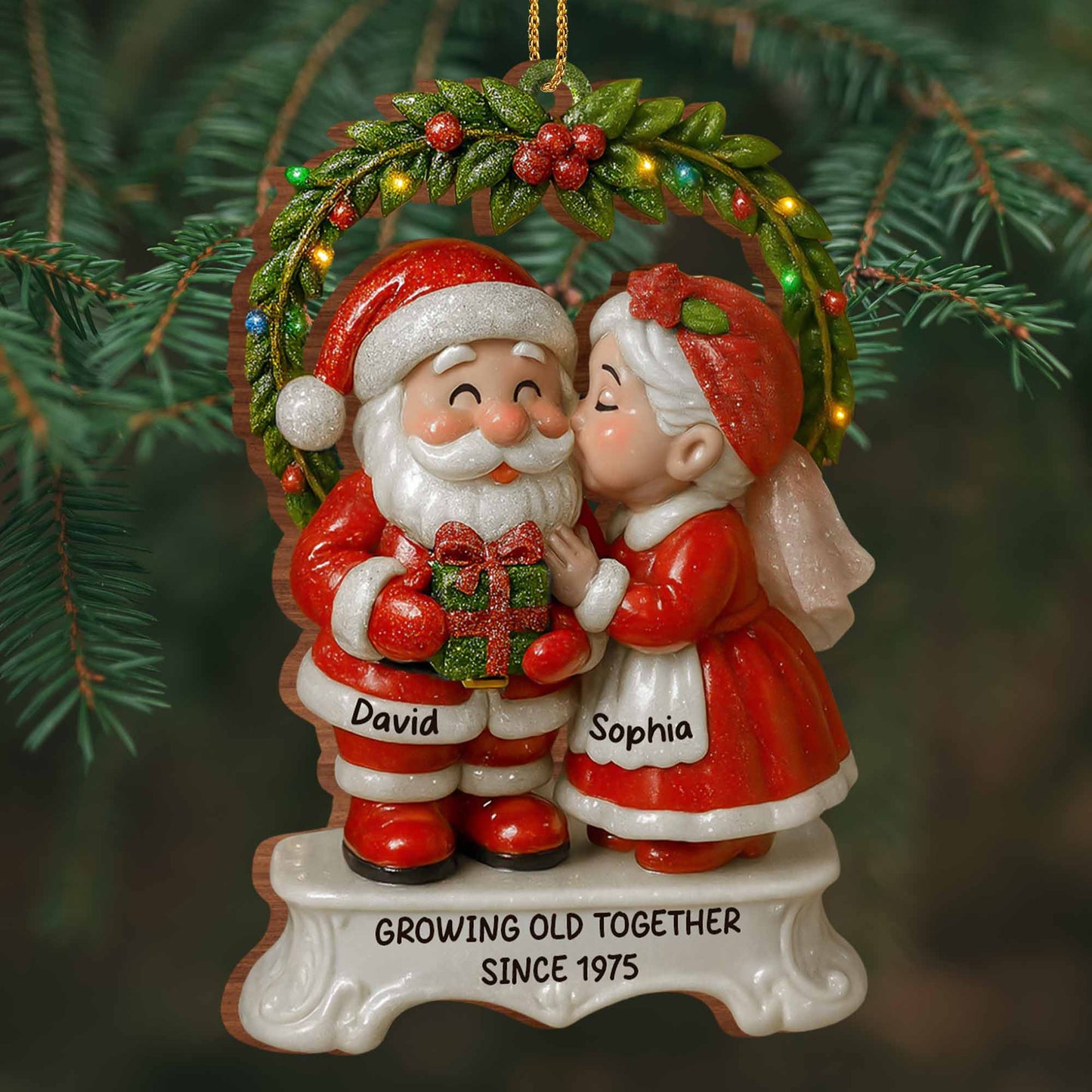 Growing Old Together Santa And Mrs. Claus Ornament - Personalized Custom Wood Ornament, Custom Shaped - CPL611_WDO