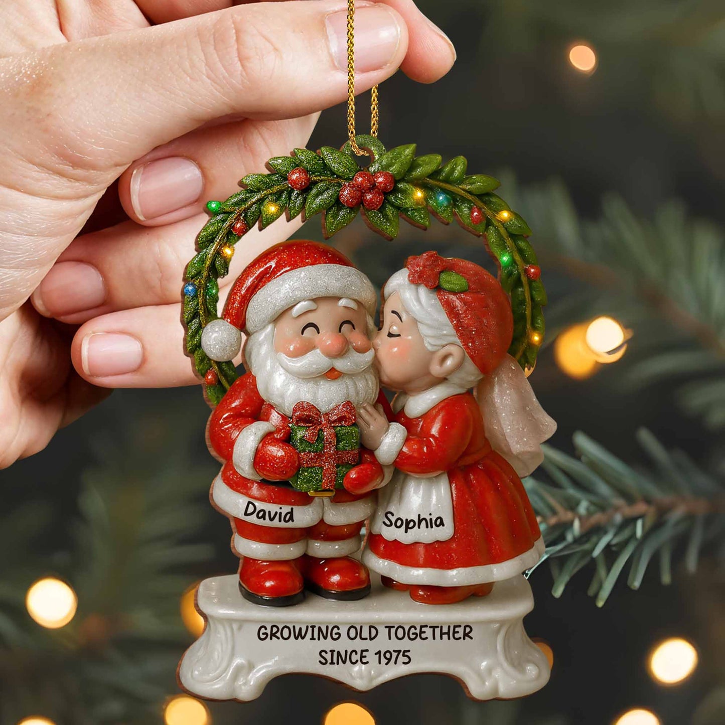 Growing Old Together Santa And Mrs. Claus Ornament - Personalized Custom Wood Ornament, Custom Shaped - CPL611_WDO