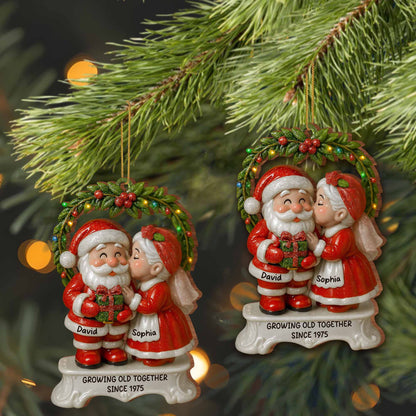 Growing Old Together Santa And Mrs. Claus Ornament - Personalized Custom Wood Ornament, Custom Shaped - CPL611_WDO