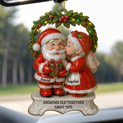 Growing Old Together Santa And Mrs. Claus Ornament - Personalized Custom Wood Ornament, Custom Shaped - CPL611_WDO
