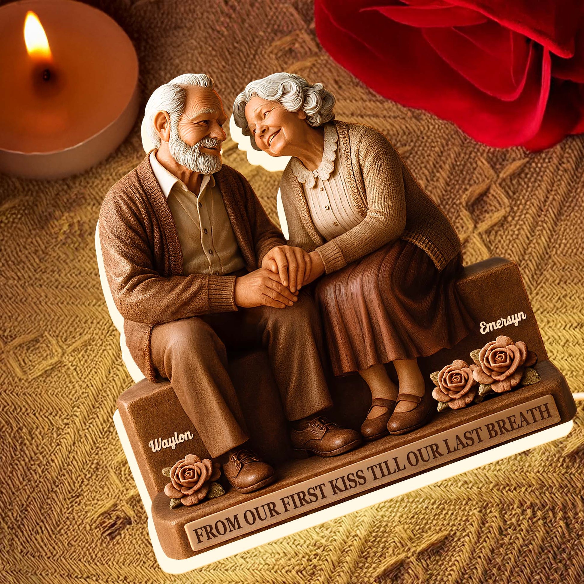 From Our First Kiss Till Our Last Breath, Elderly Couple With Roses